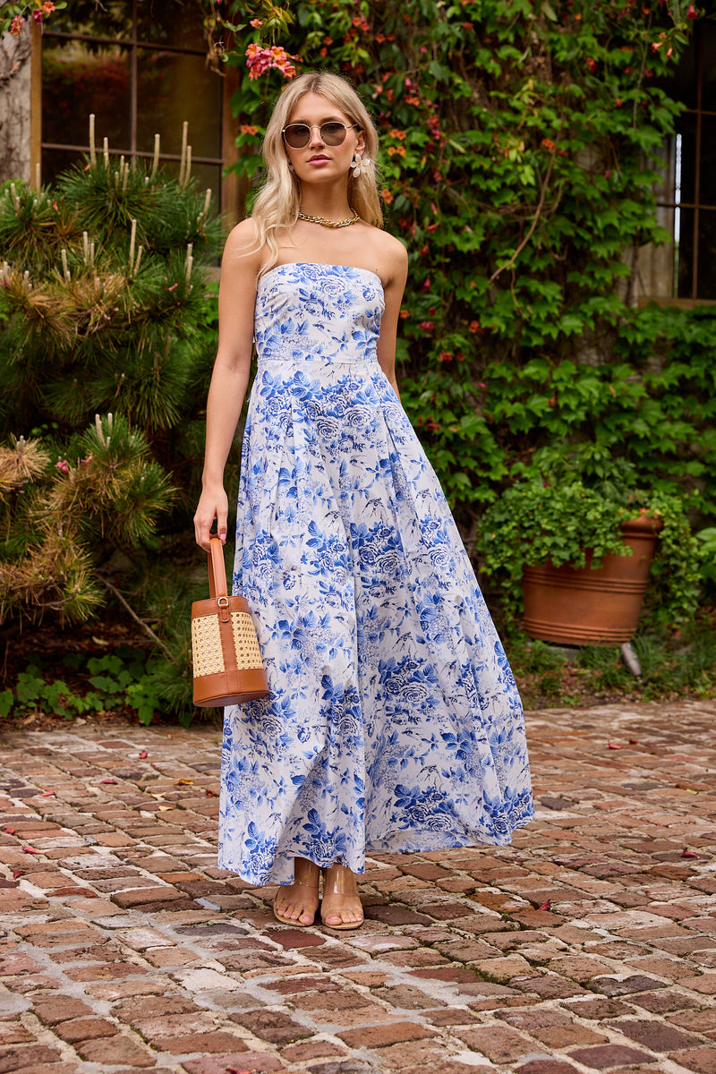 Toile de Jouy Print Jumpsuit with Thin Straps main image 0