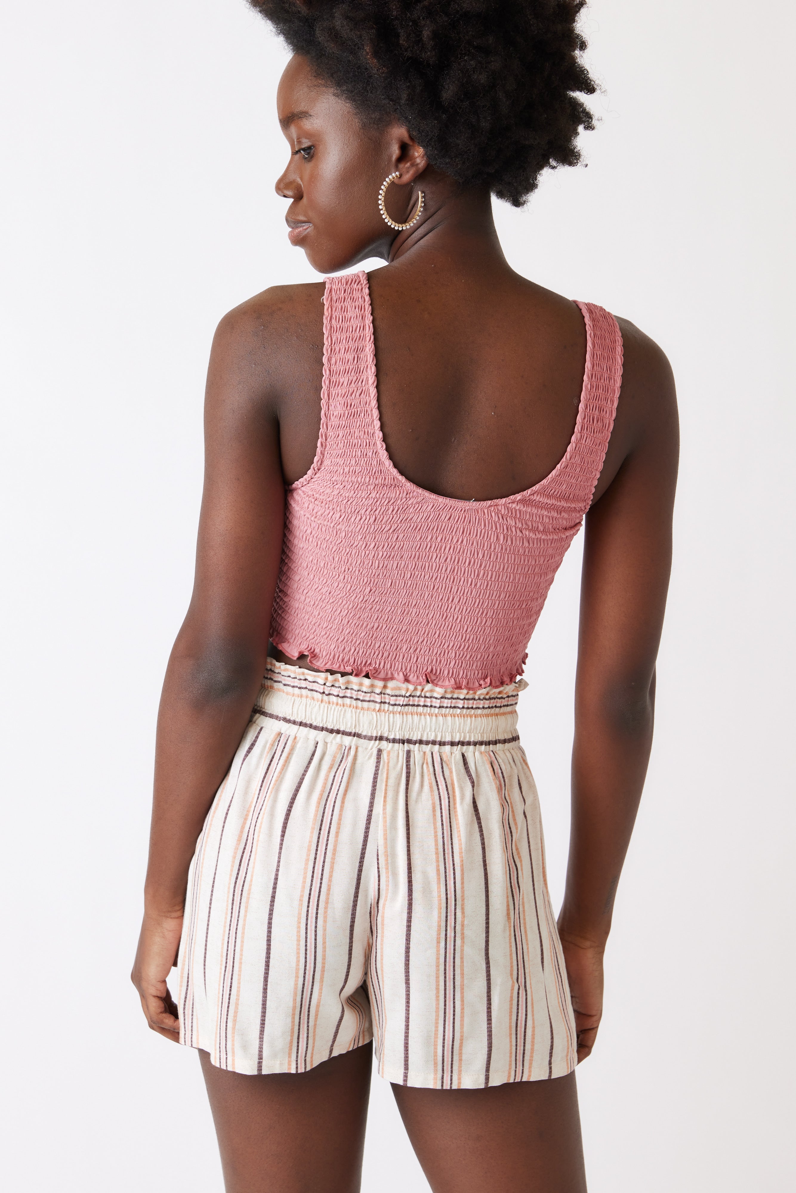 Aria Striped Tie Waist Shorts - fab'rik