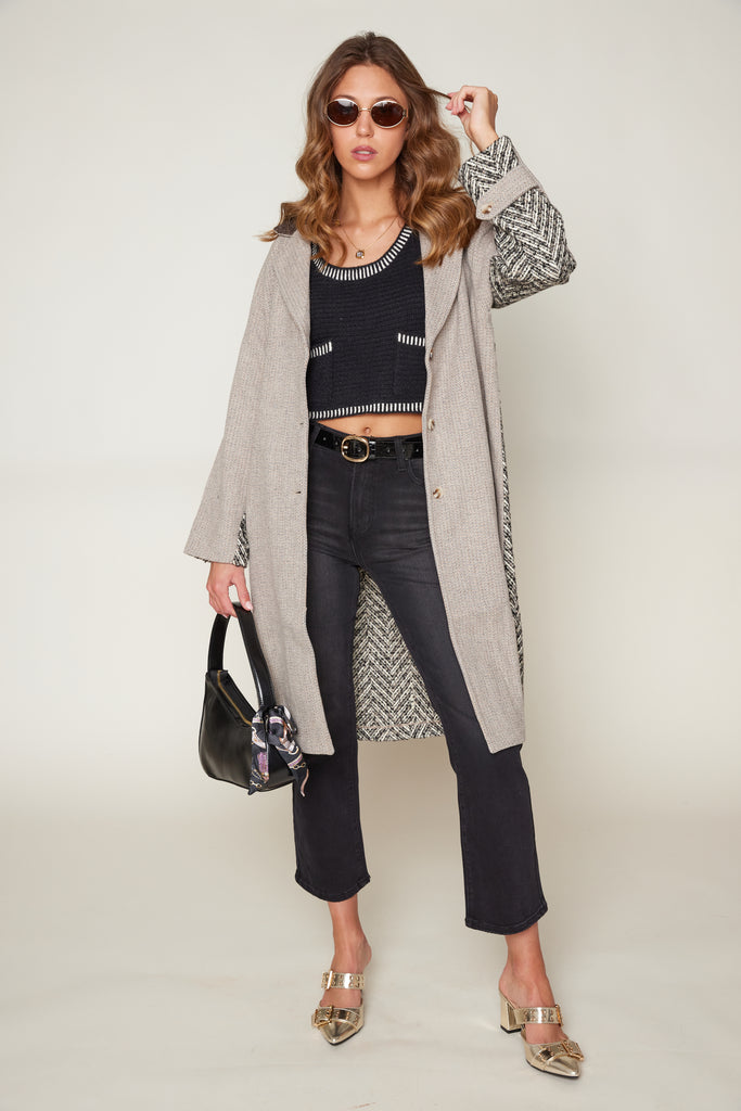 Bailey Mixed Media Long Coat