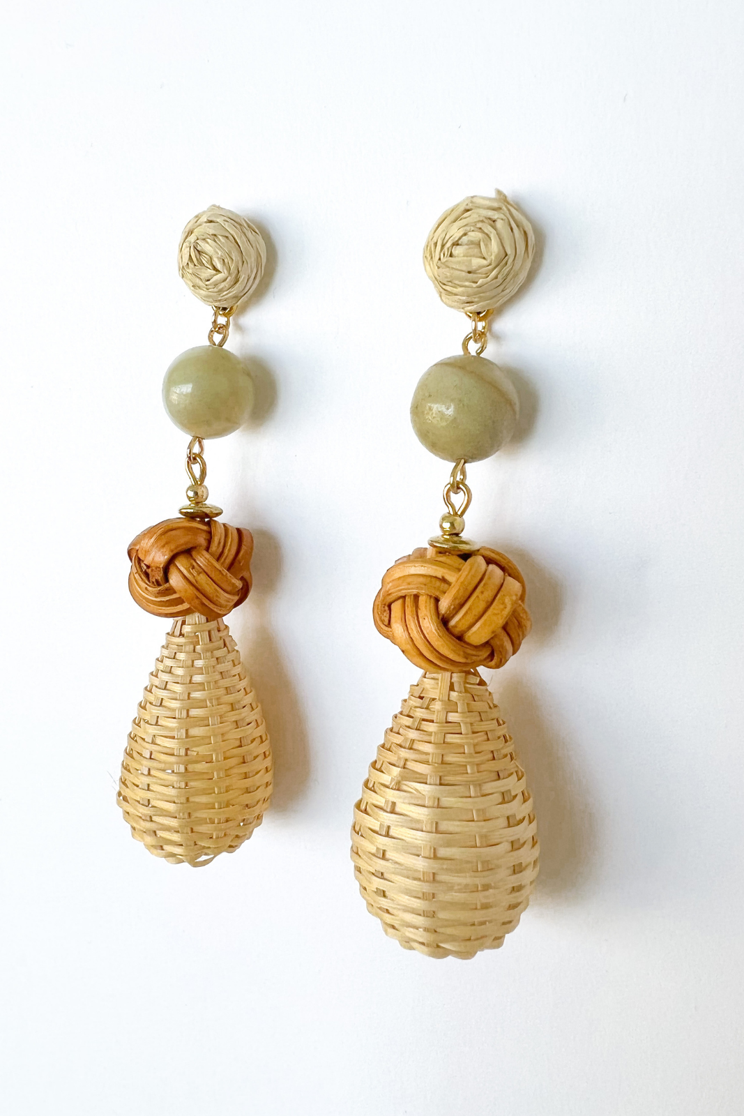 Bristol Rattan Dangle Teardrop Earrings - fab'rik
