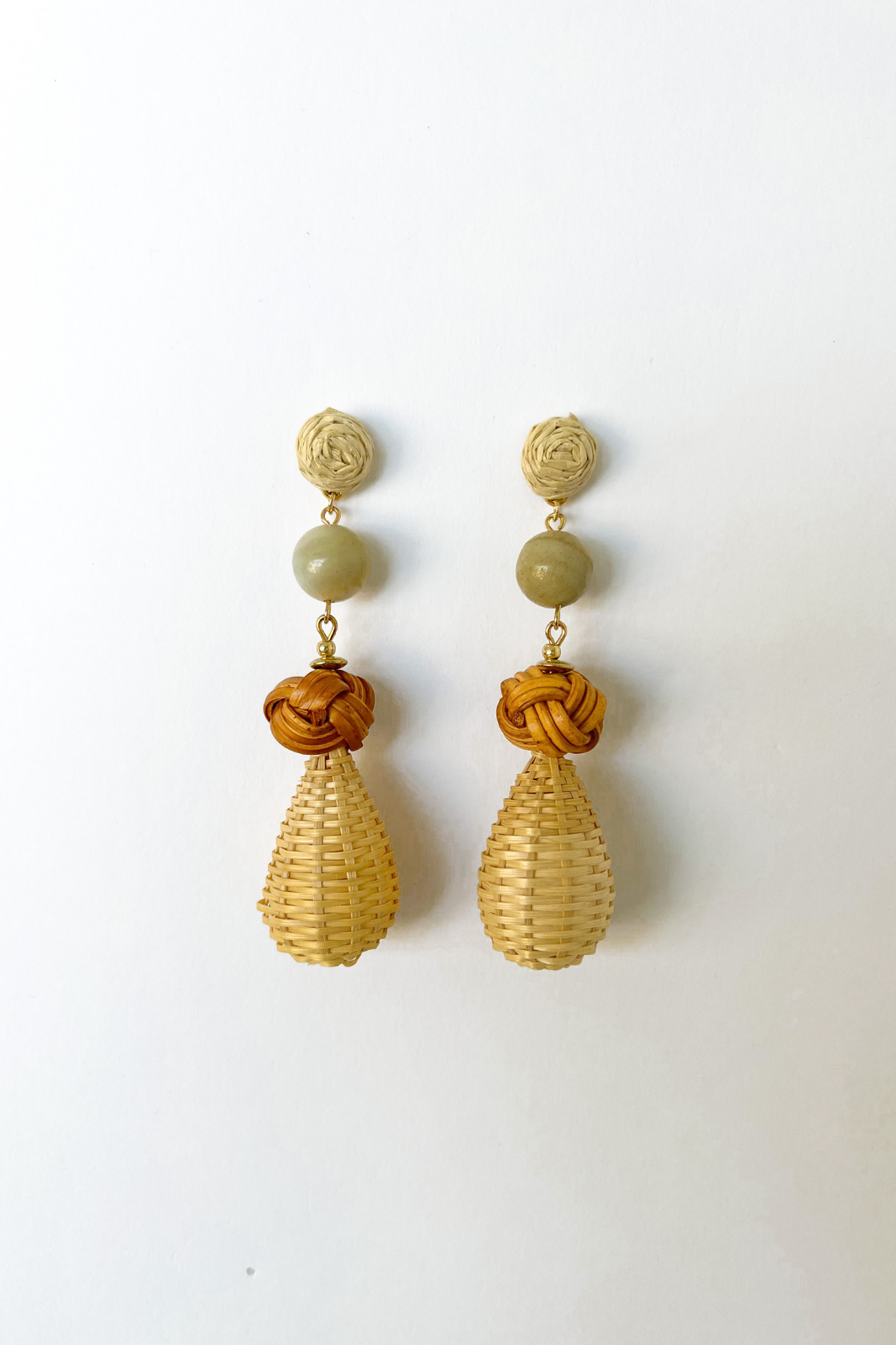 Bristol Rattan Dangle Teardrop Earrings - fab'rik
