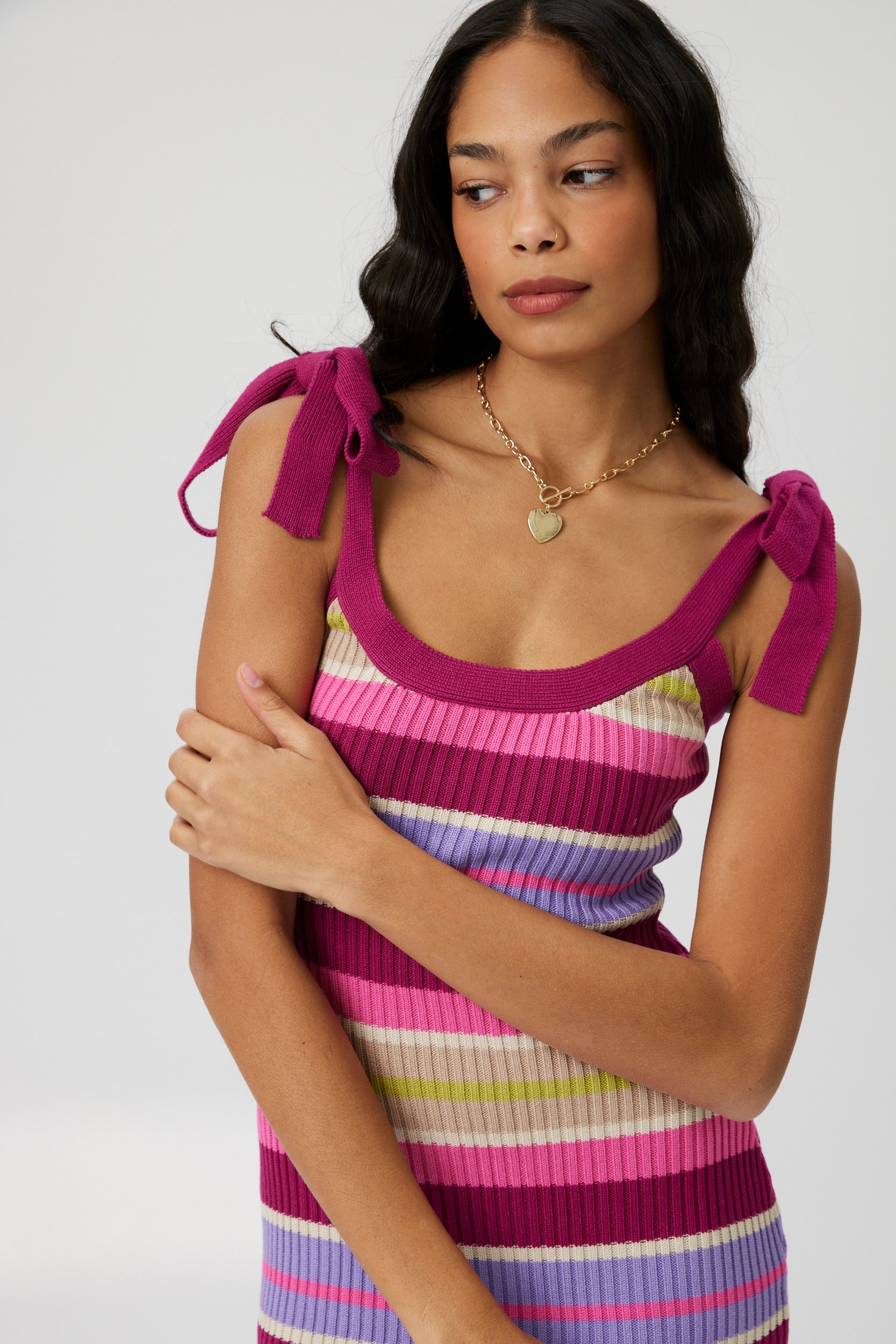 Cruz Striped Ribbed Tie Dress - fab'rik