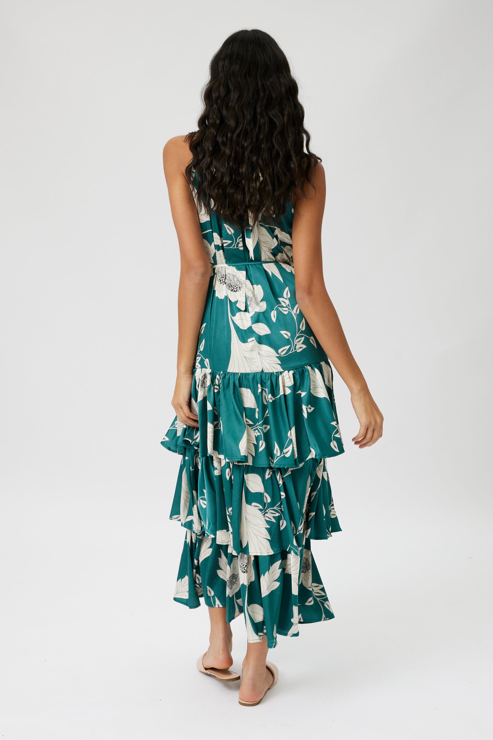 Cora Satin Tiered Maxi Dress - fab'rik