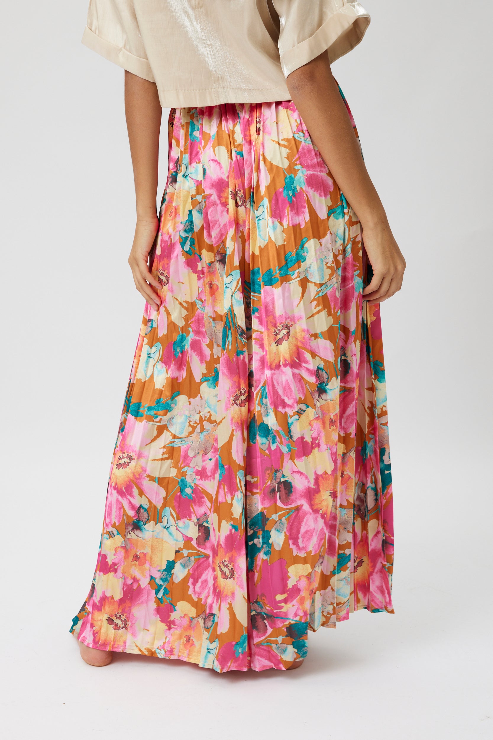 Drew Printed Wide Leg Satin Pant - fab'rik