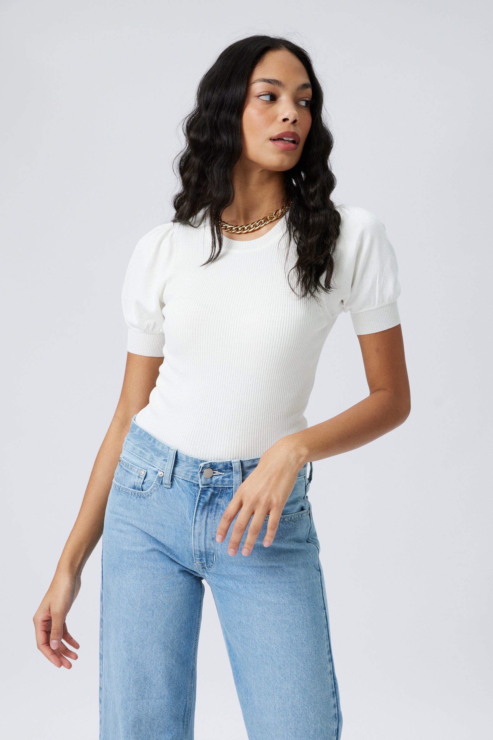 Baxter Ribbed Puff Sleeve Knit Top - fab'rik