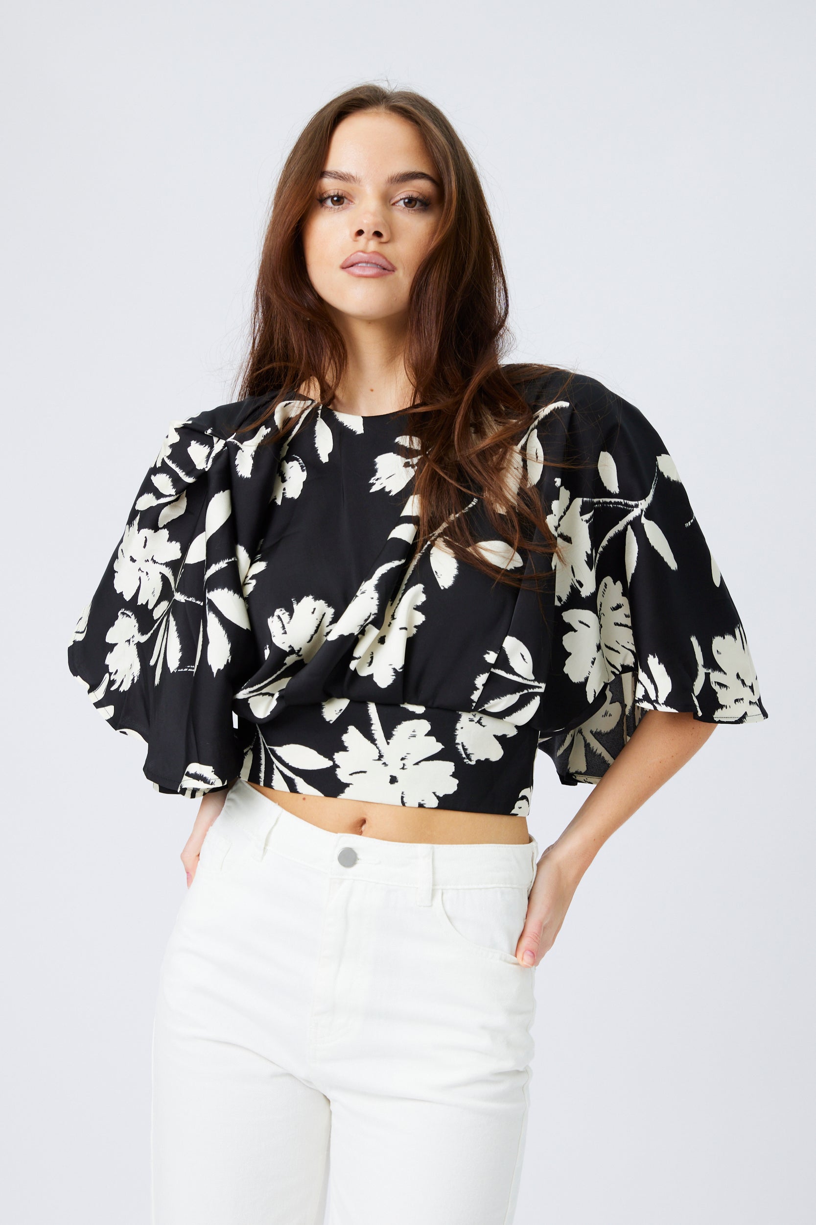 May Floral Flutter Sleeve Blouse - fab'rik