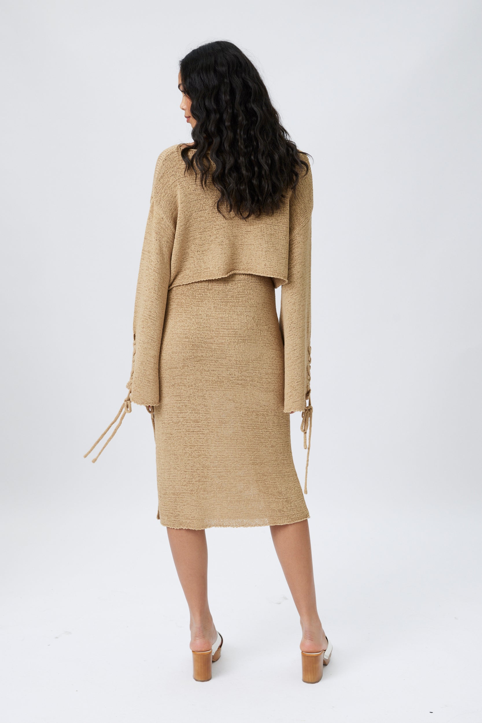 Adrian Braided Detail Knit Crop Top and Midi Slit Skirt Set - fab'rik