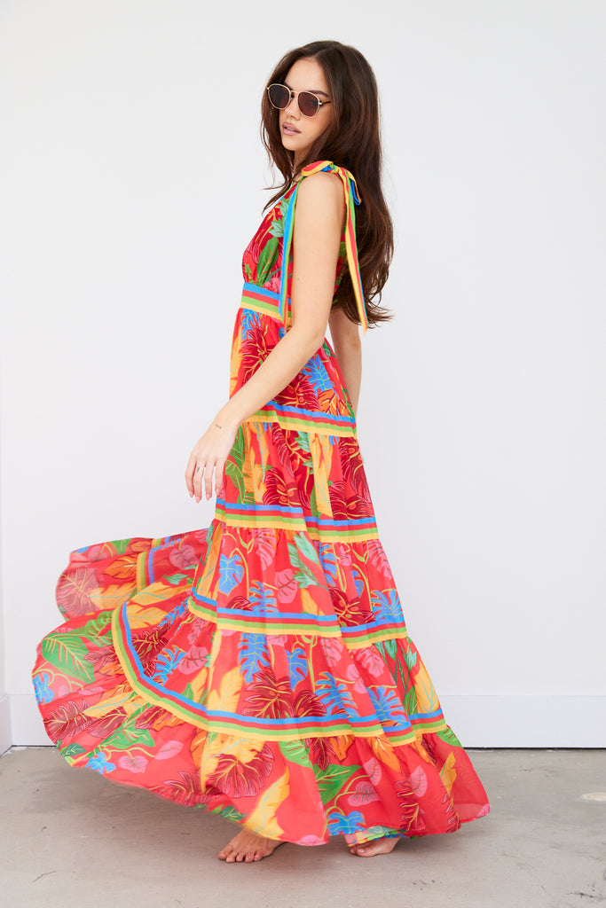 Arron Printed V-neck Maxi Dress - fab'rik