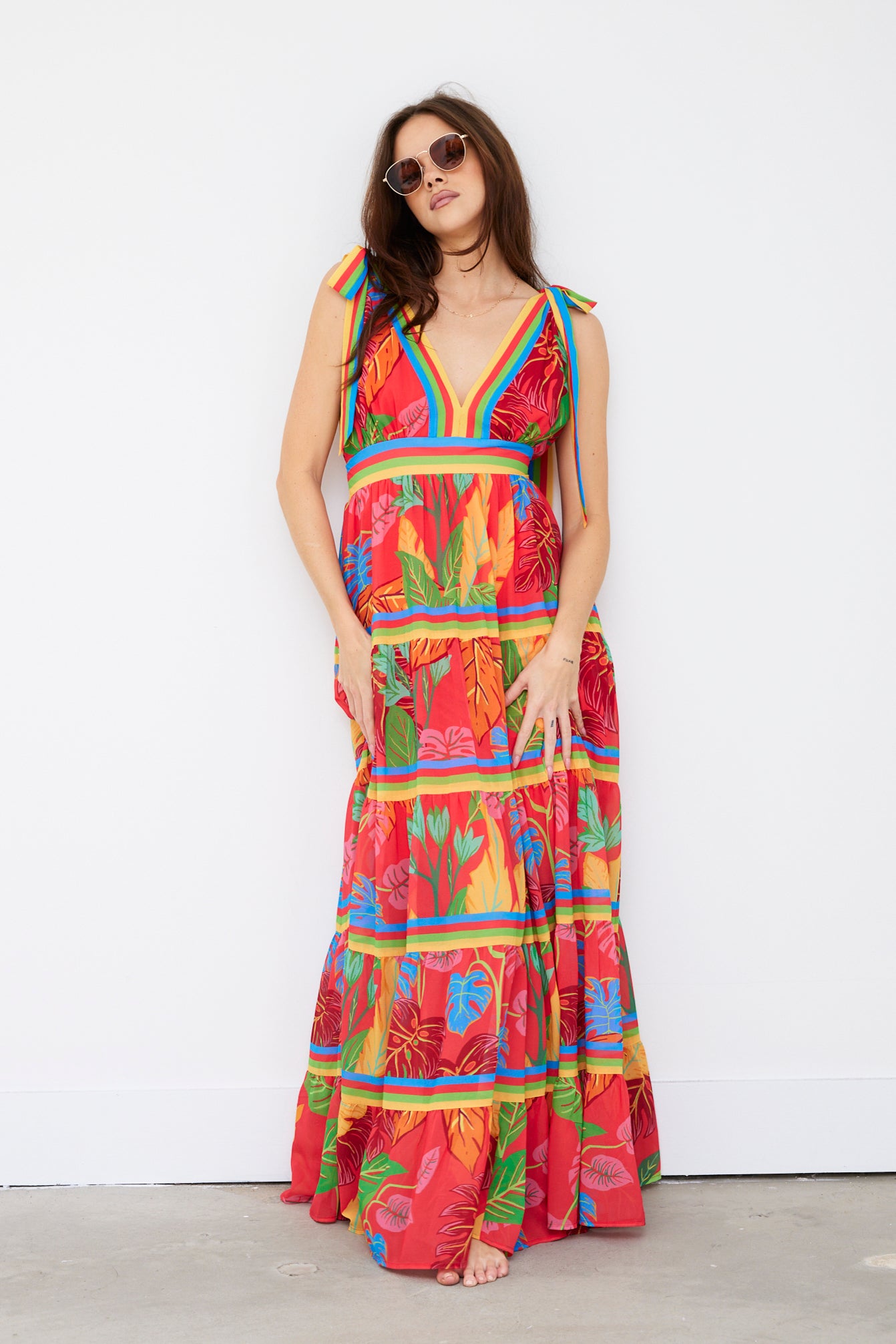 Arron Printed V-neck Maxi Dress - fab'rik