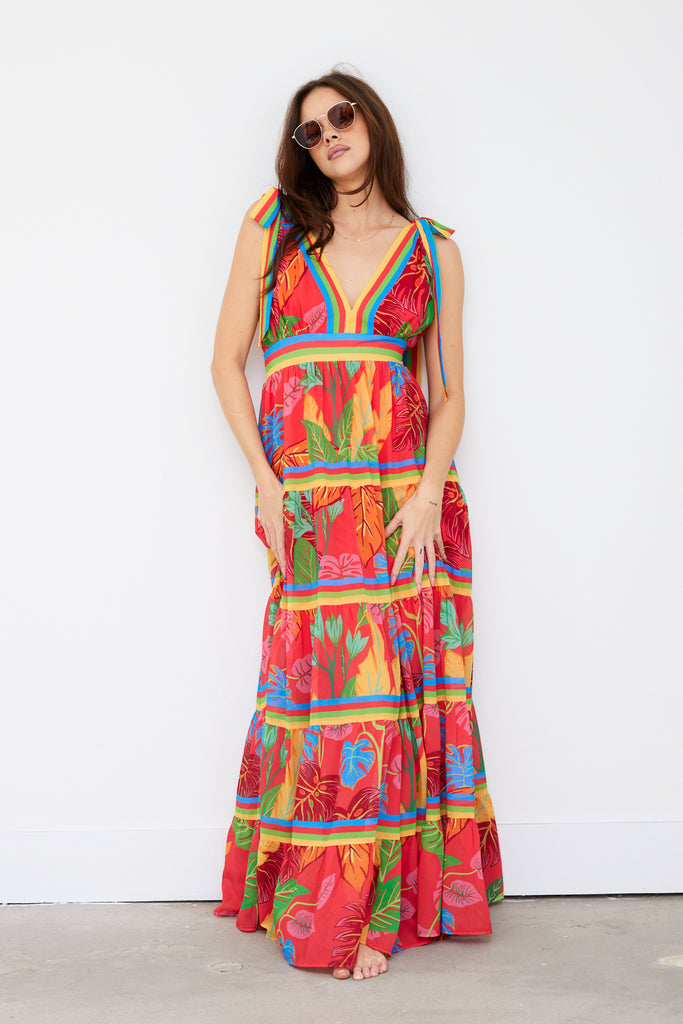Arron Printed V-neck Maxi Dress - fab'rik