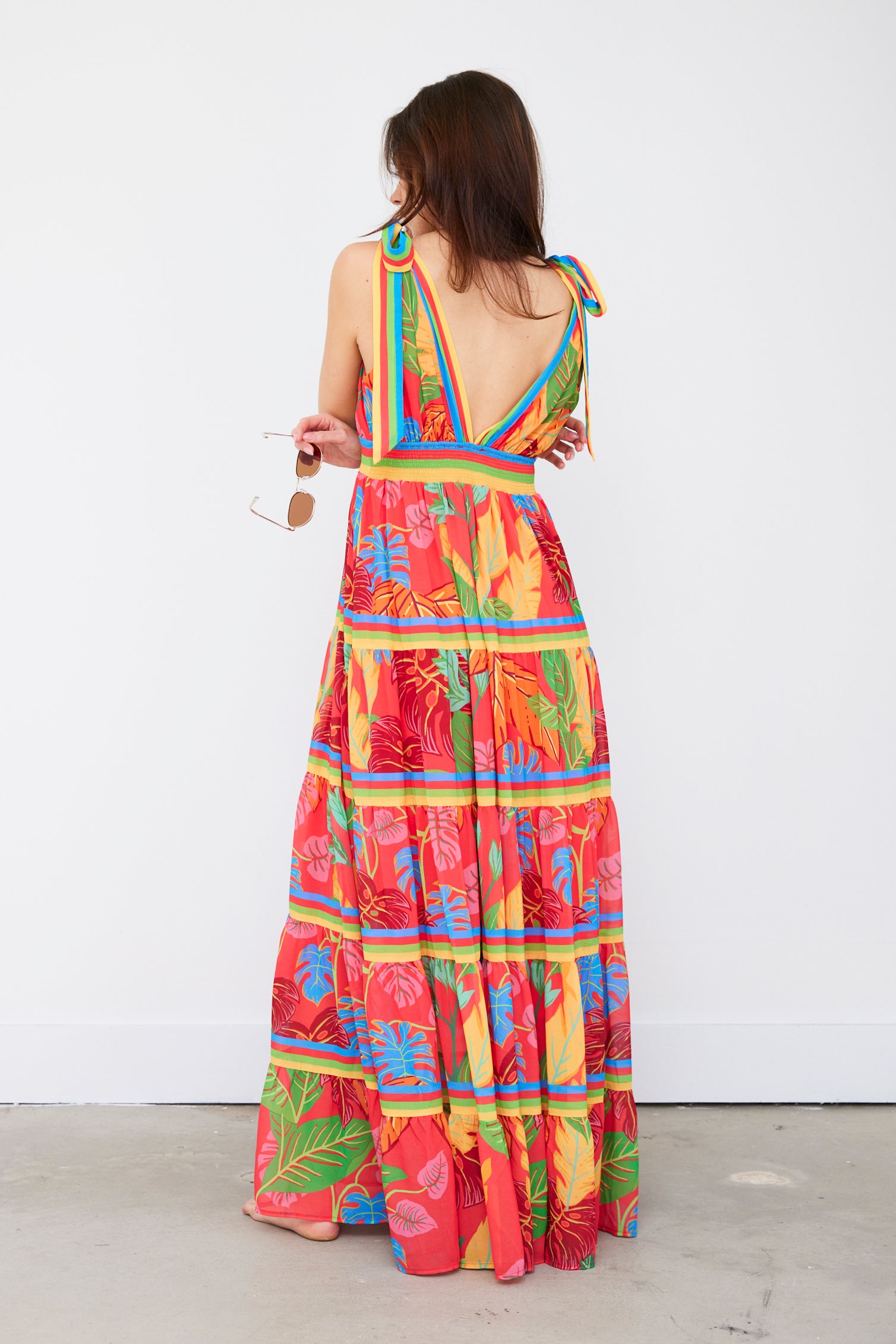 Arron Printed V-neck Maxi Dress - fab'rik