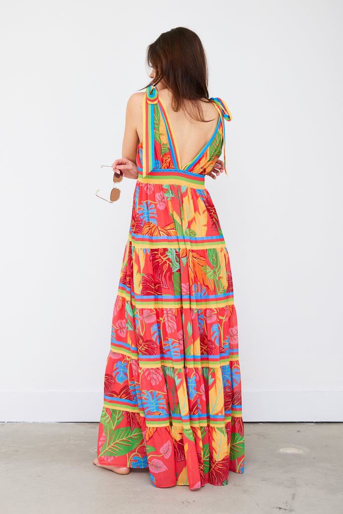 Arron Printed V-neck Maxi Dress - fab'rik