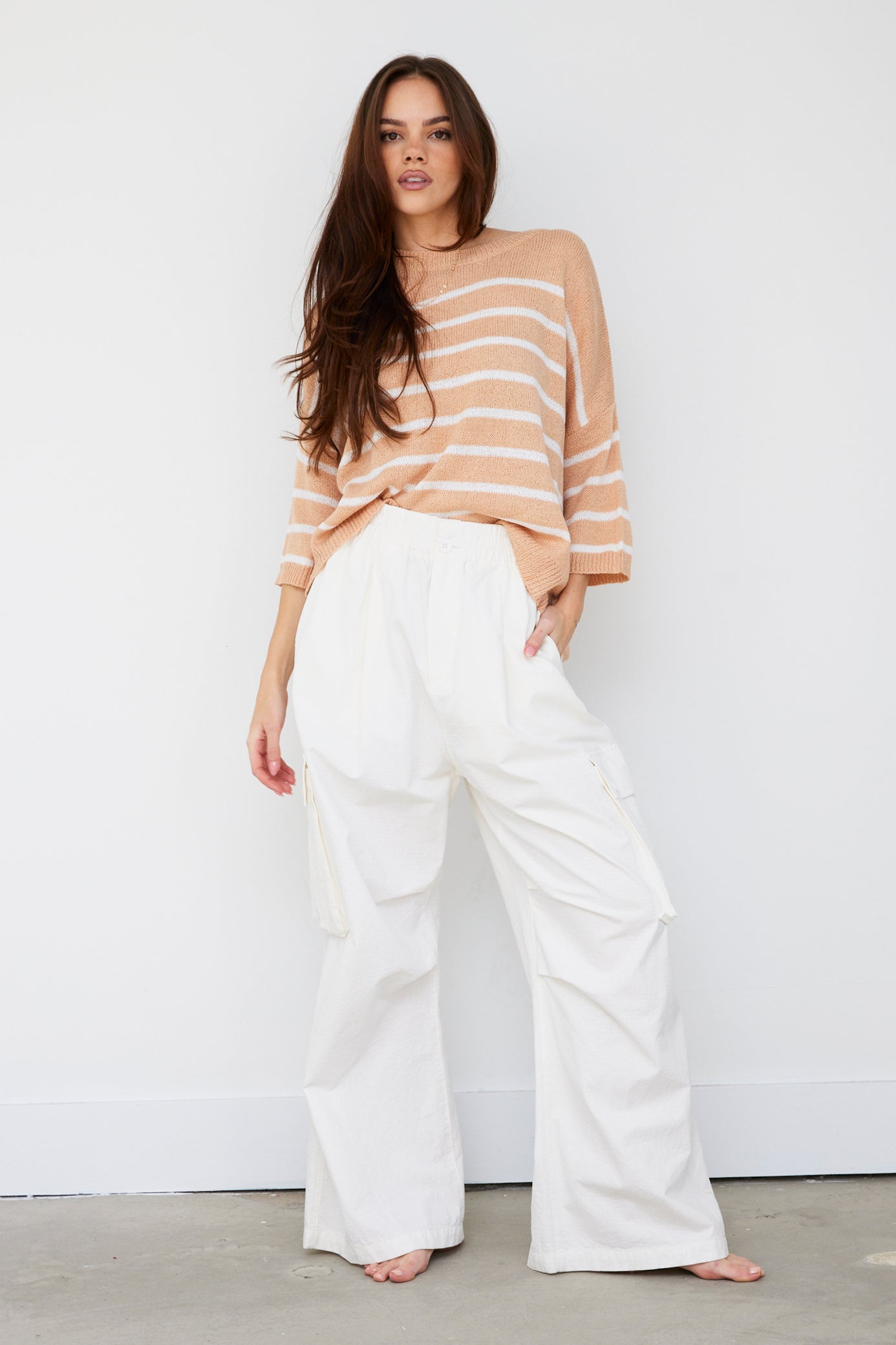 Kay Striped Short Sleeve Sweater - fab'rik
