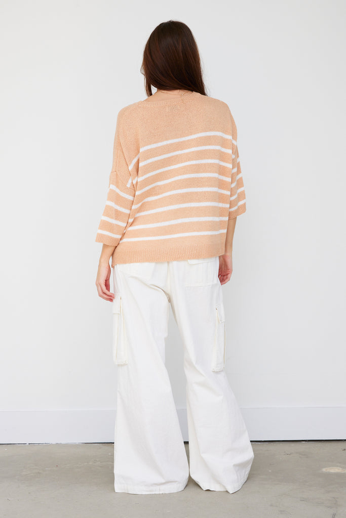 Kay Striped Short Sleeve Sweater - fab'rik