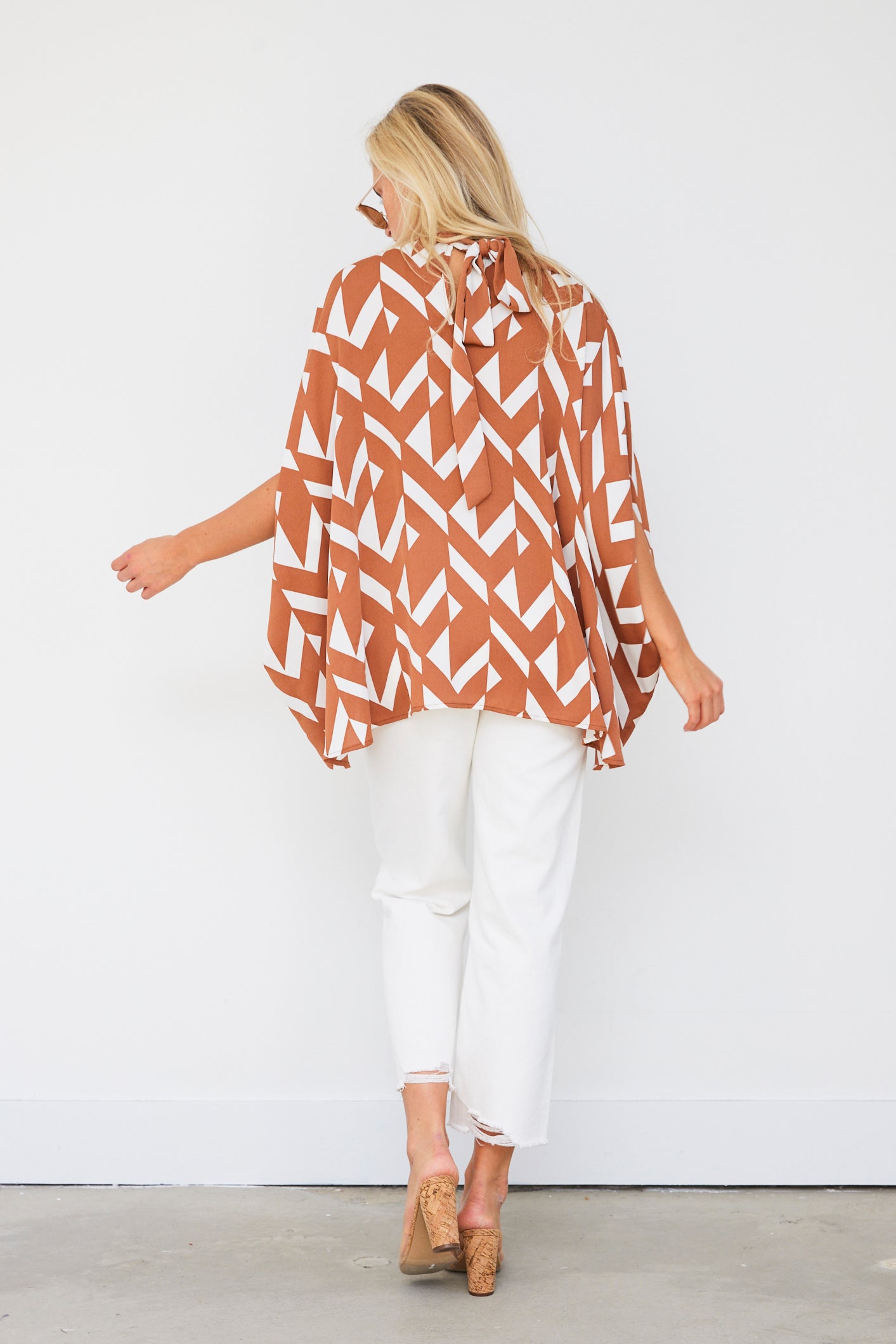 Demi Printed Mock Neck Caftan Top - fab'rik