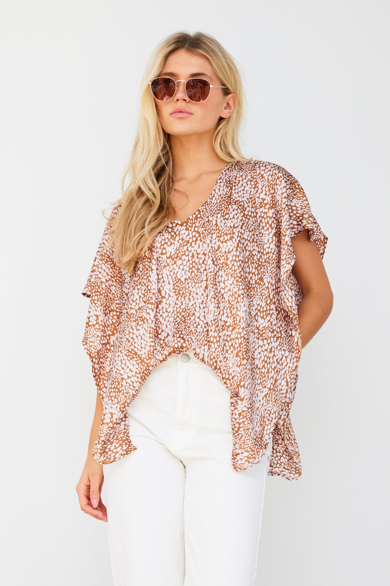 Wiley Printed Satin Caftan Top - fab'rik