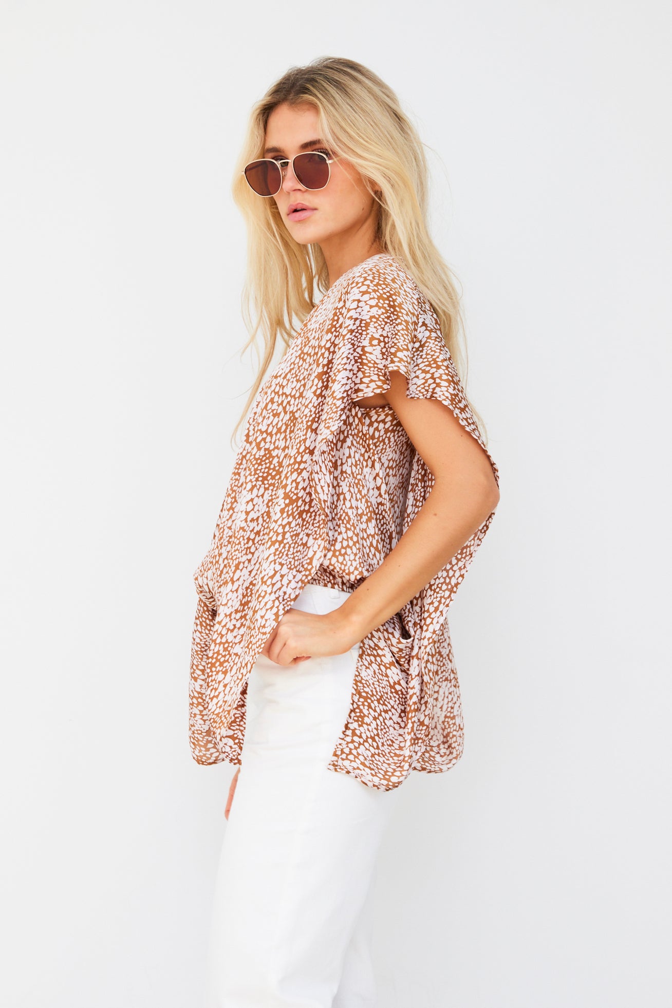 Wiley Printed Satin Caftan Top - fab'rik
