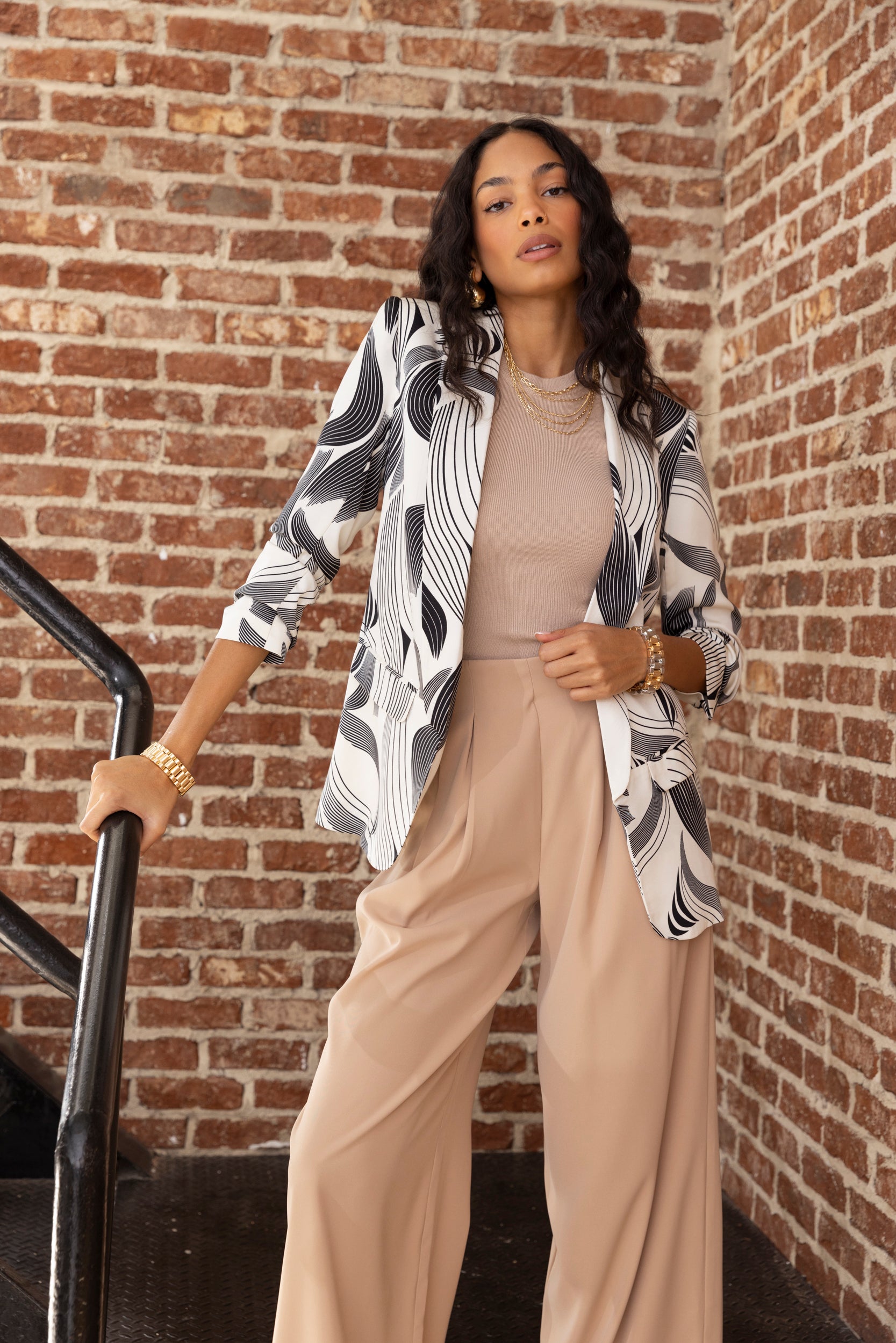 Charis White Printed Blazer - fab'rik