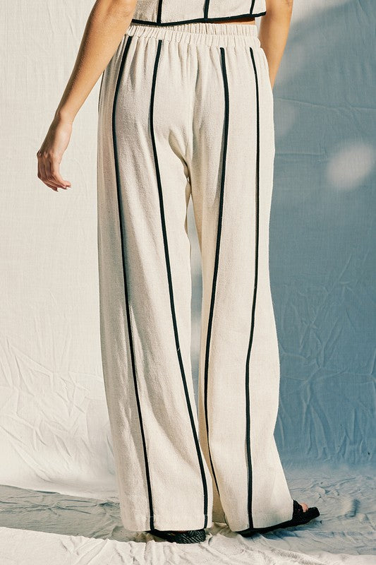 Jessie Black Stitch Linen Pants