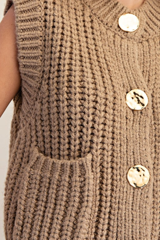 Talon Front Button Knit Vest