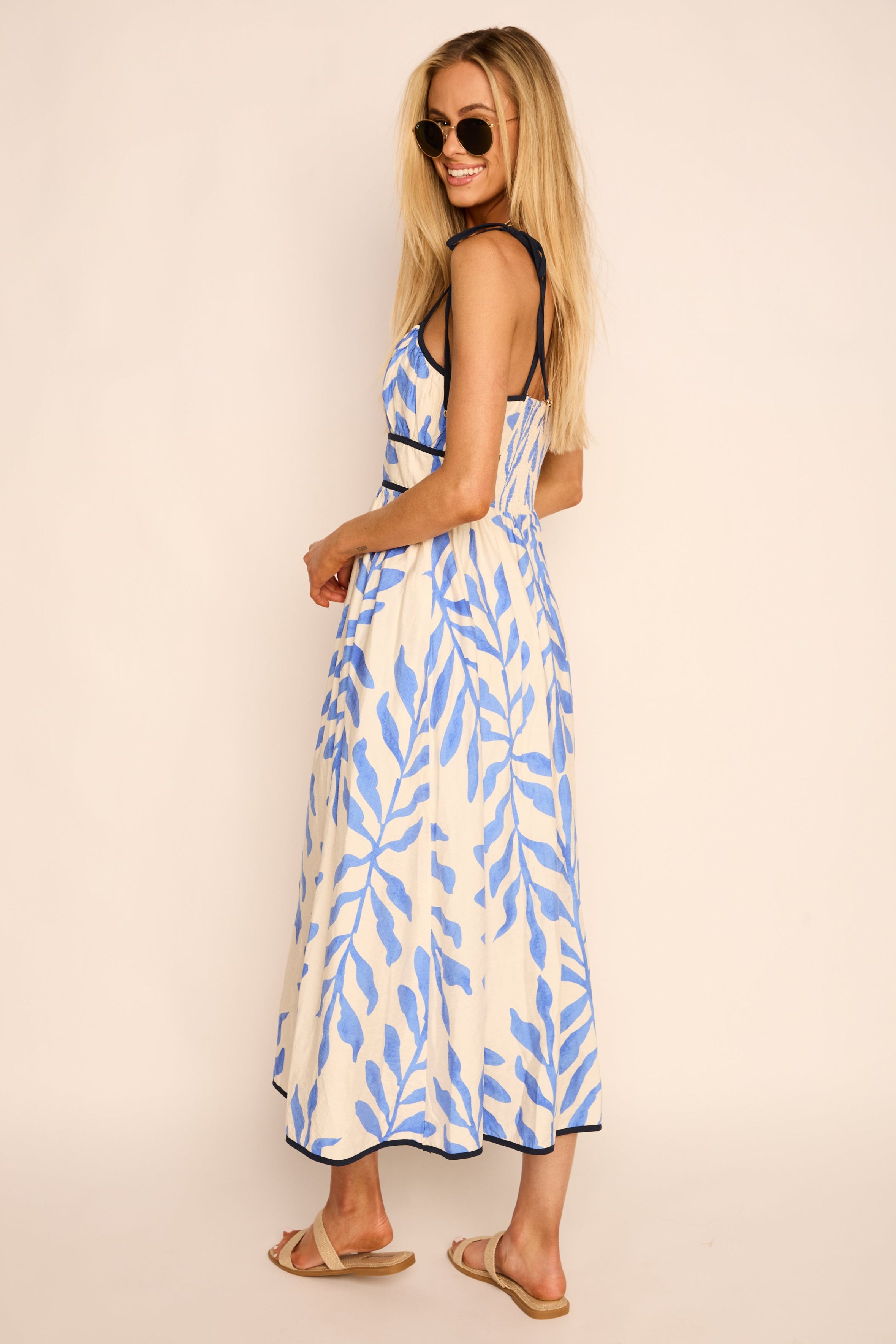 Abby Shoulder Tie Midi Dress