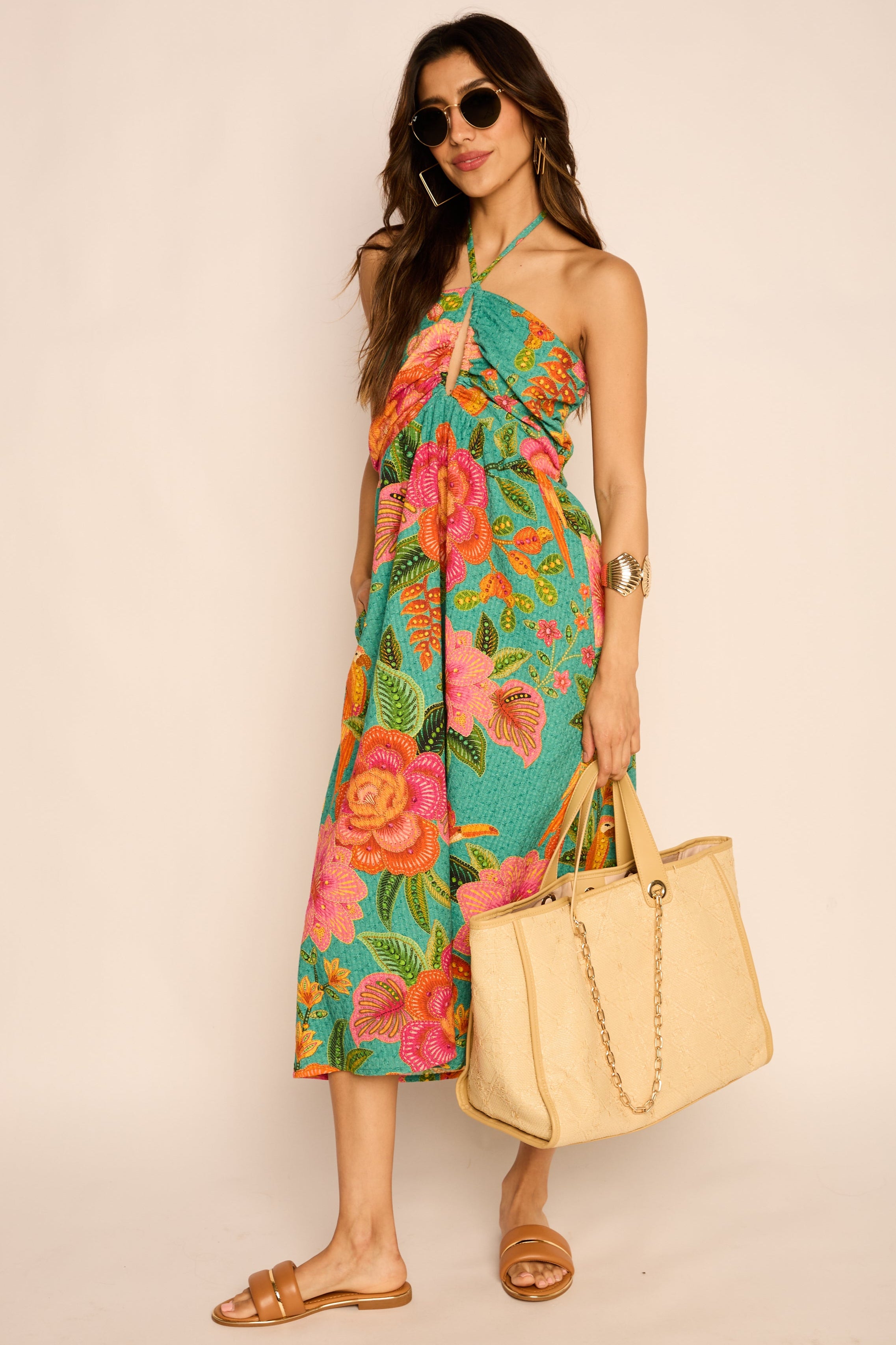 Blair Printed Halter Midi Dress