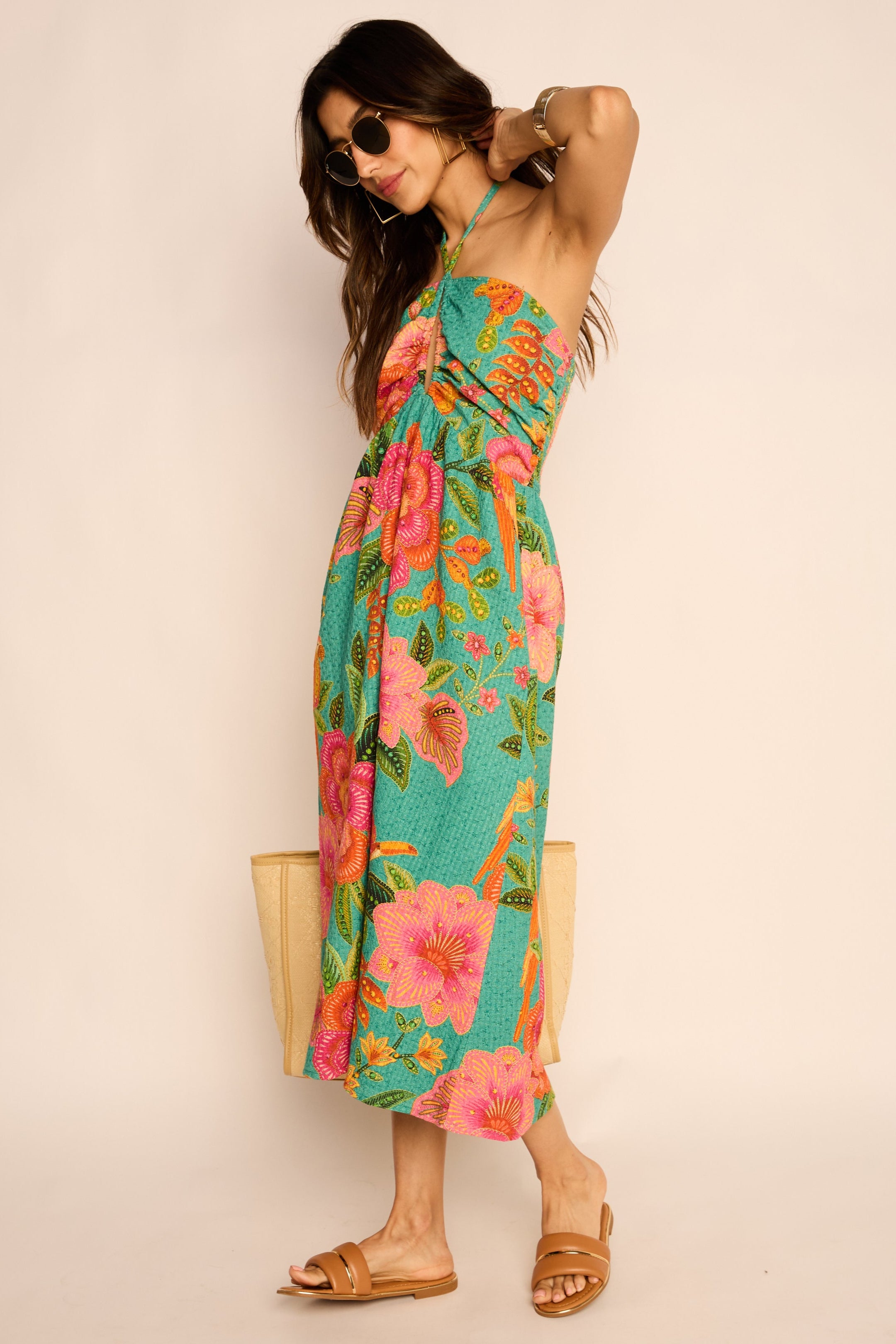 Blair Printed Halter Midi Dress