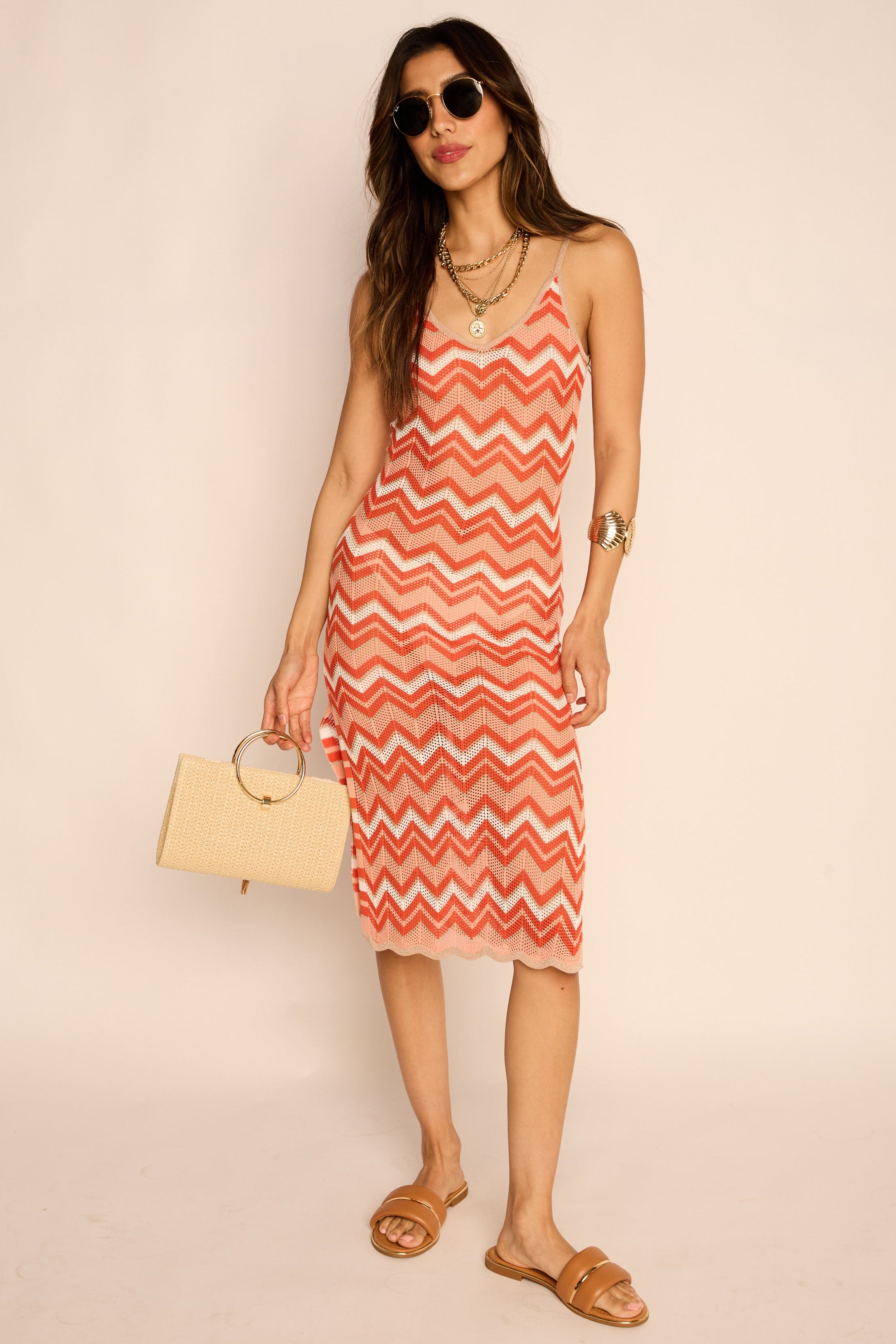 Selena Chevron Knit Cover-Up Dress