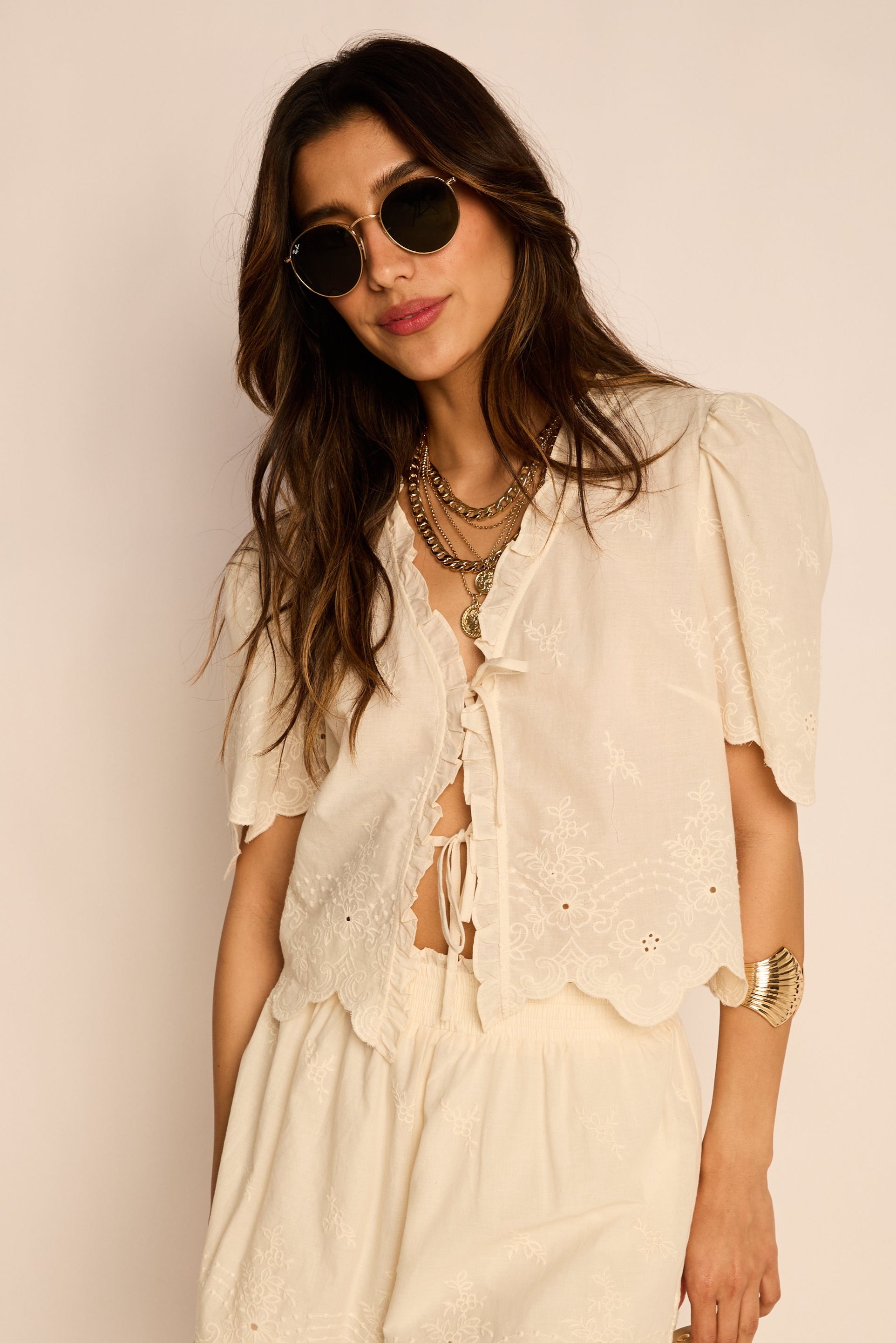 Debbie Puff Sleeve Tie Top
