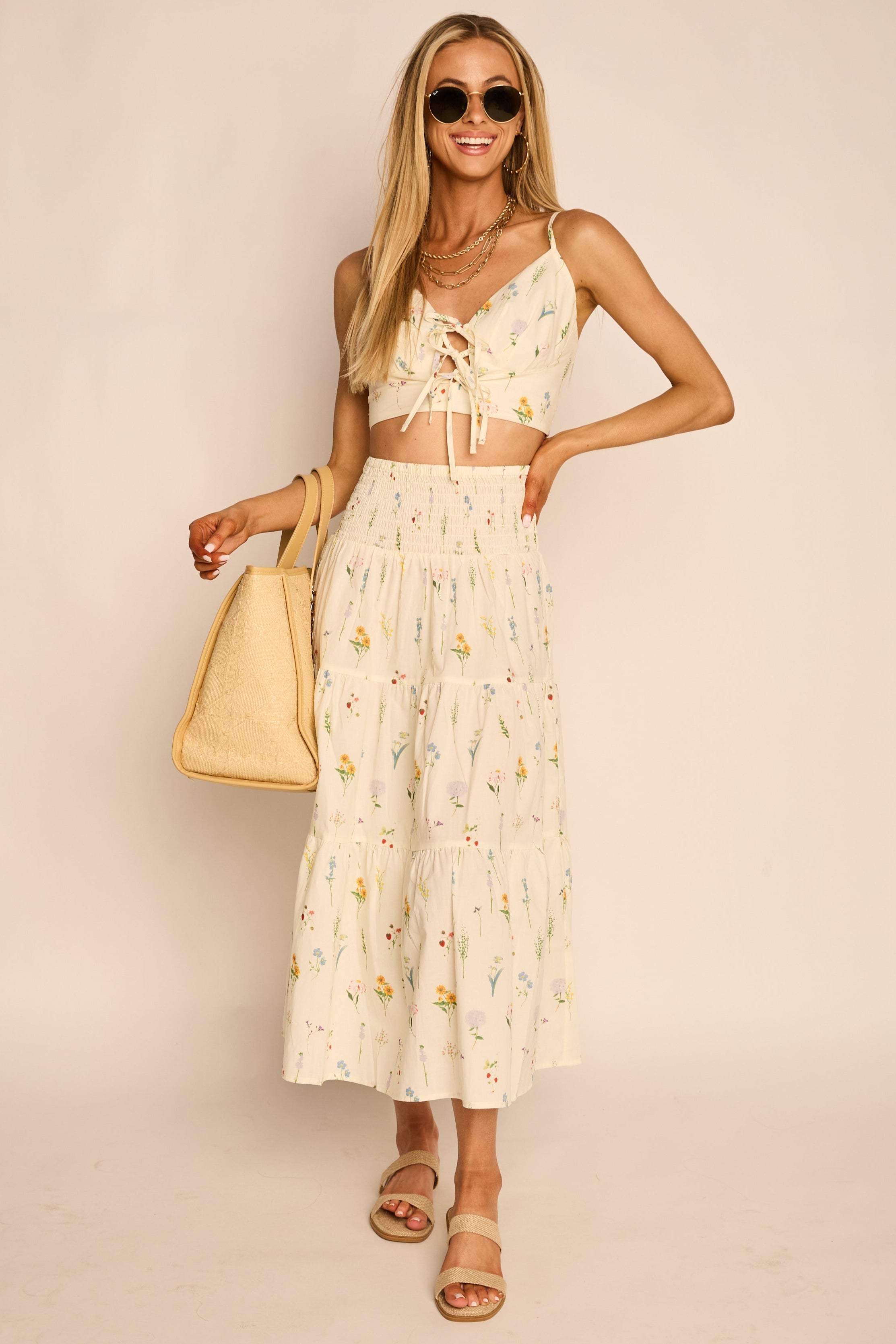 SALE - Mary-Anne Floral Tie Front Crop Top