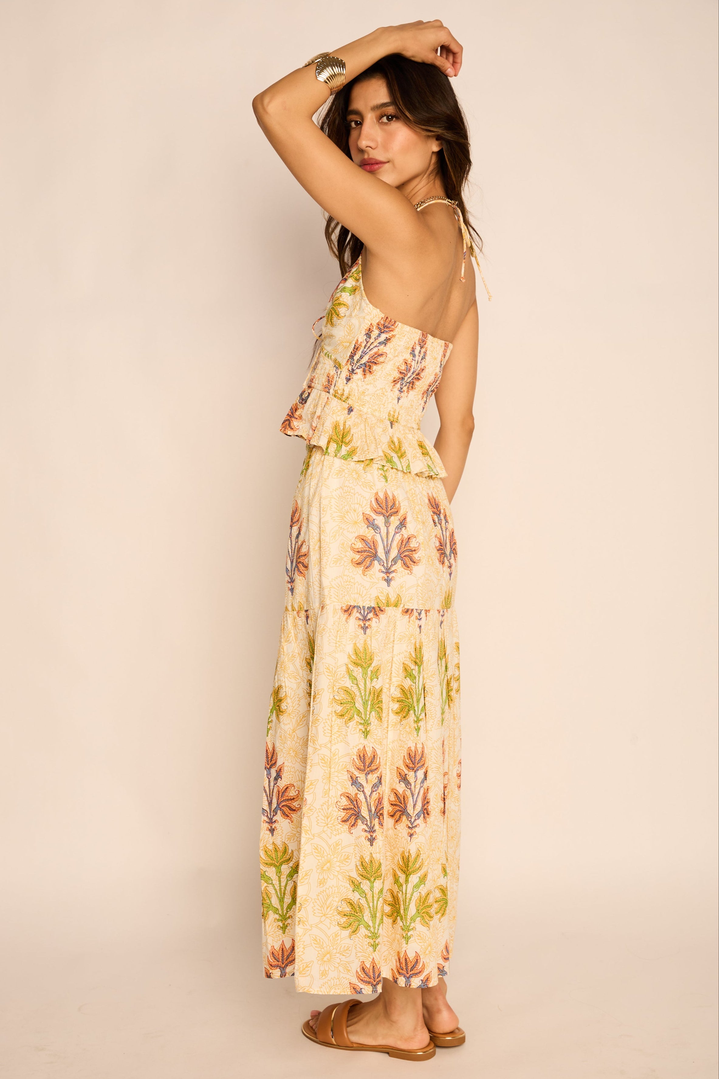 Jaci Printed Tiered Midi Skirt