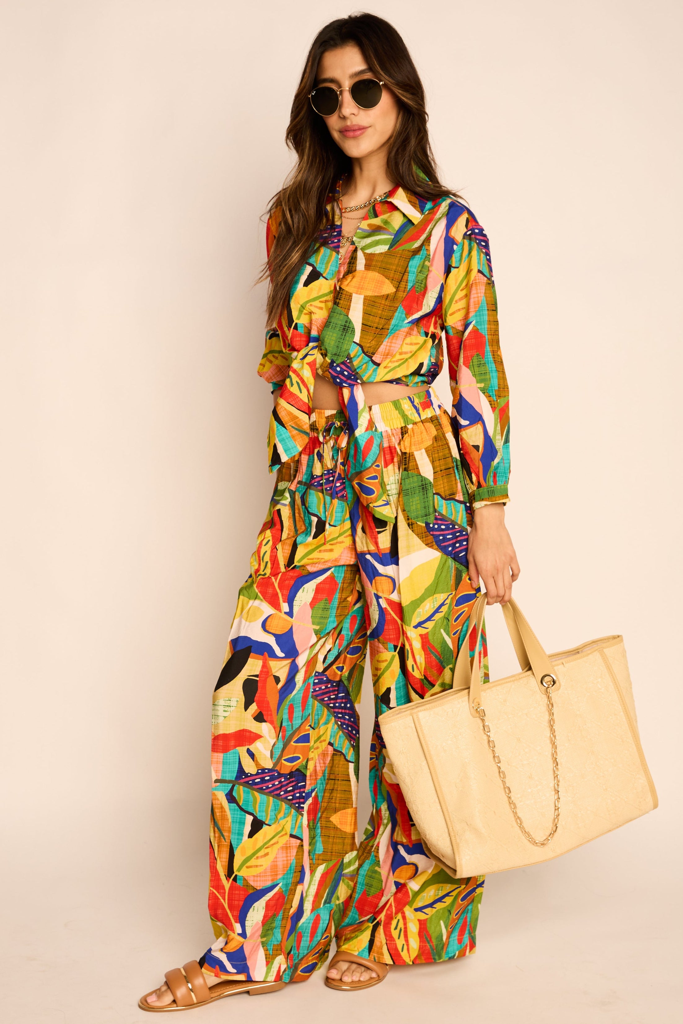 Jalen Printed Tie Detail Pants