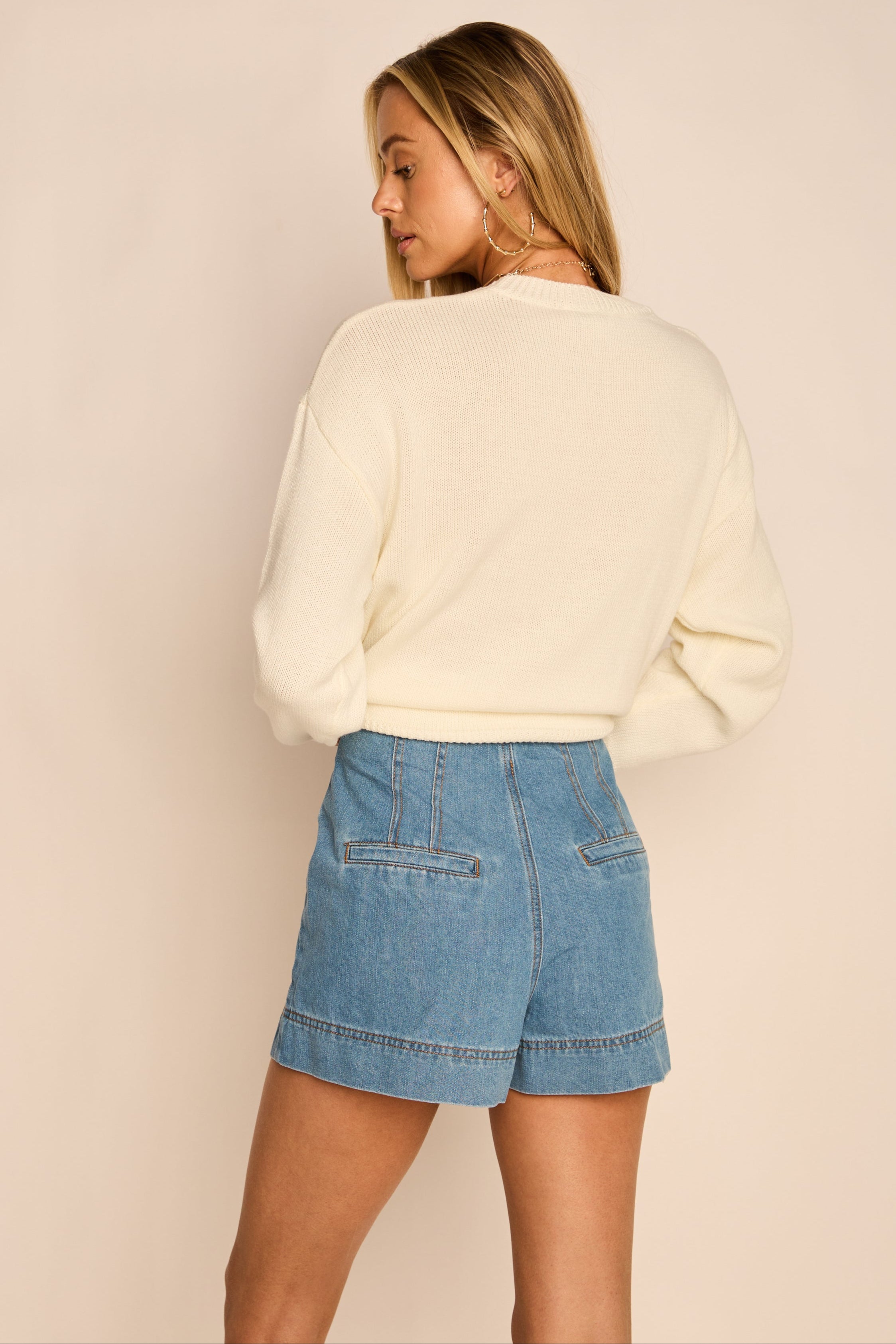 Mona Pleated Denim Shorts