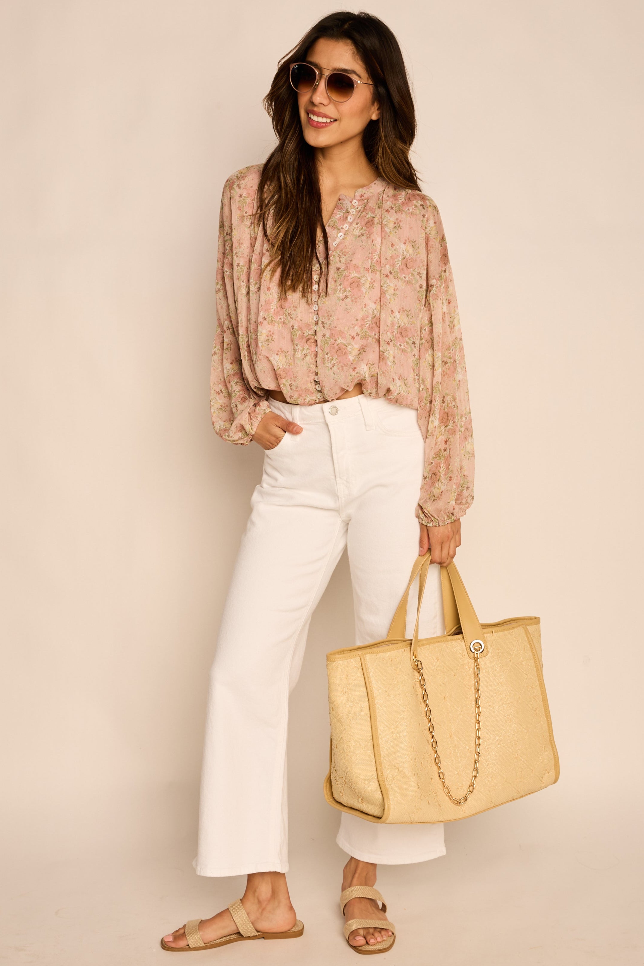 Jackie Long Sleeve Button Up Top