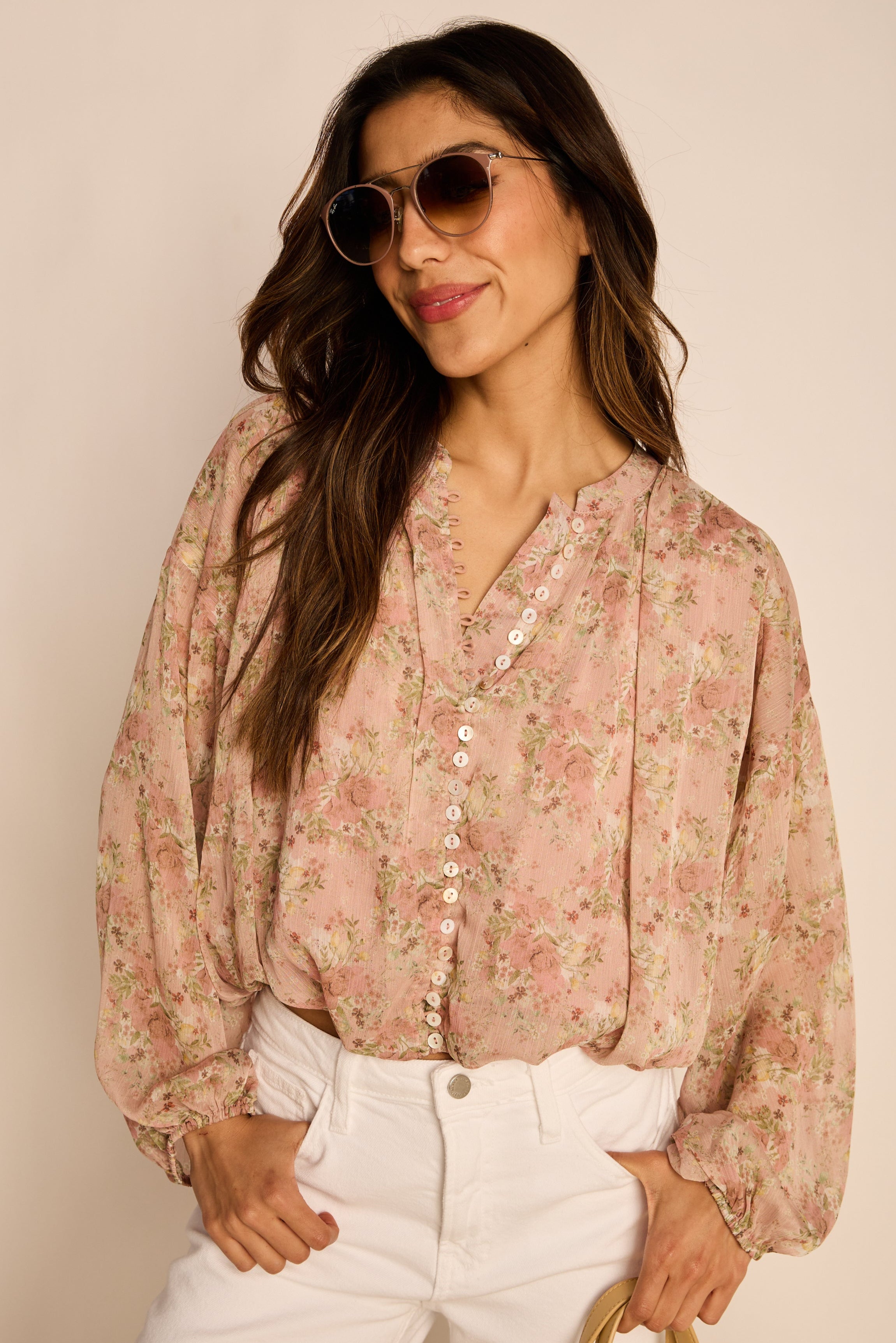 Jackie Long Sleeve Button Up Top