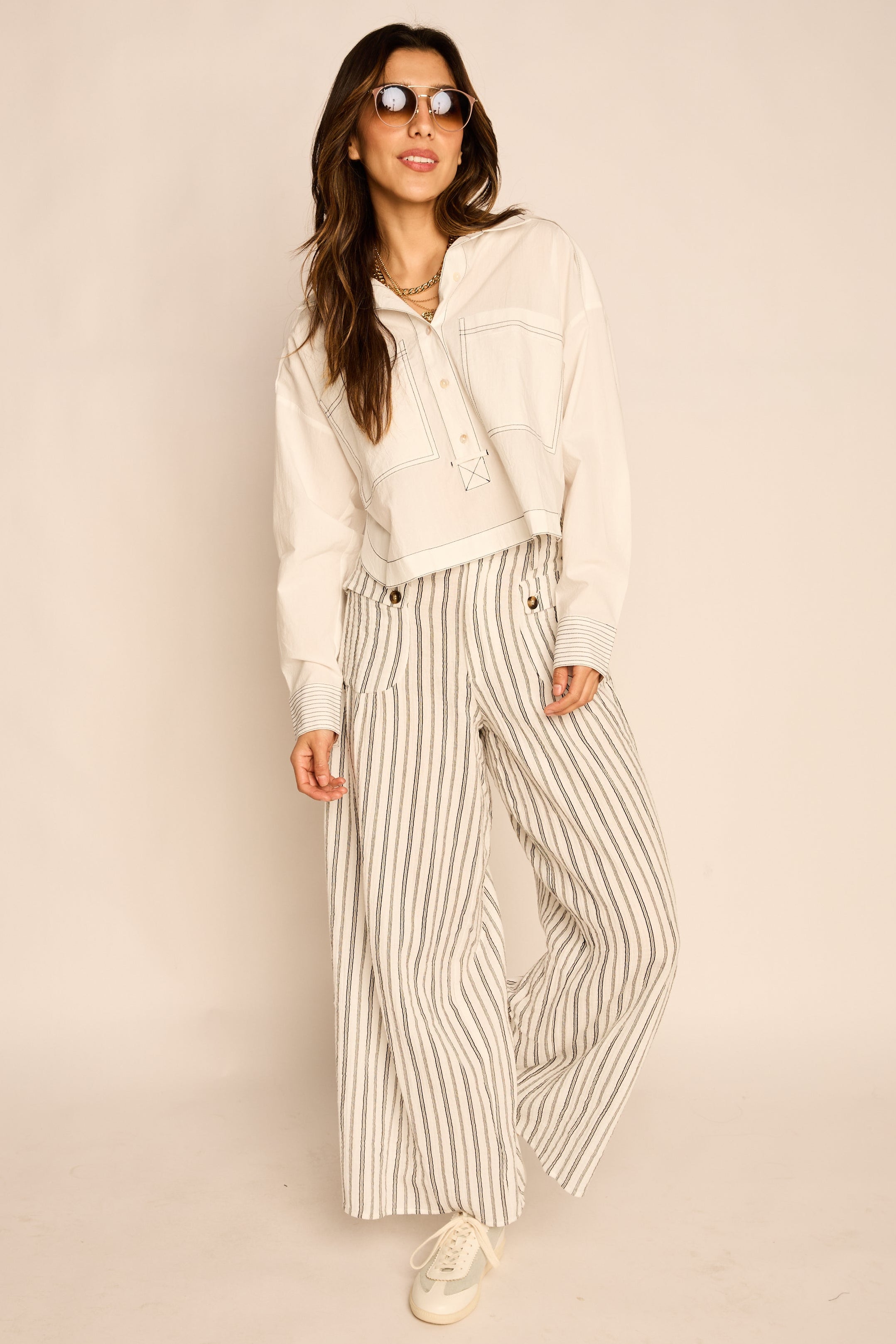 Kaia Structured Open Back Blouse