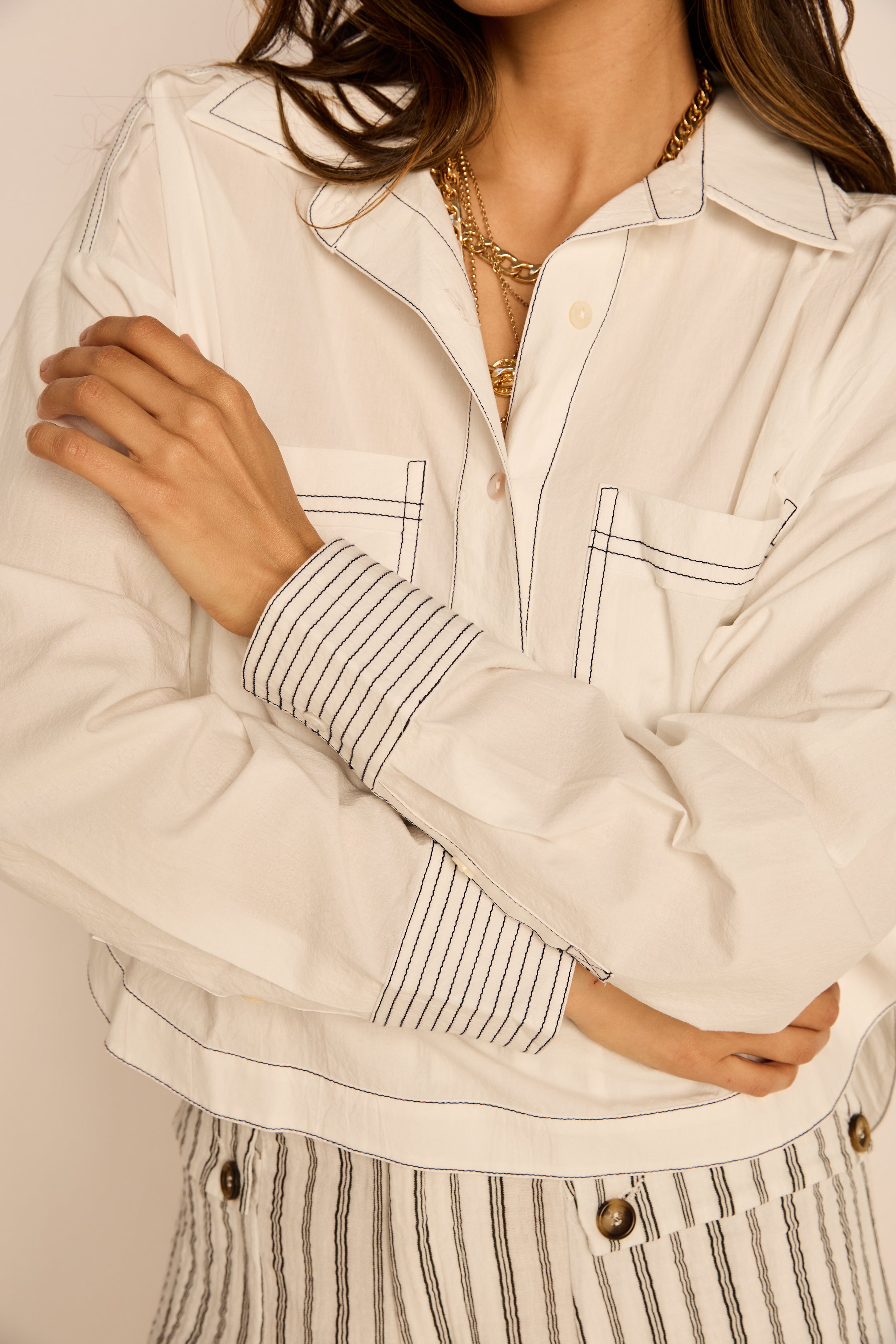 Kaia Structured Open Back Blouse