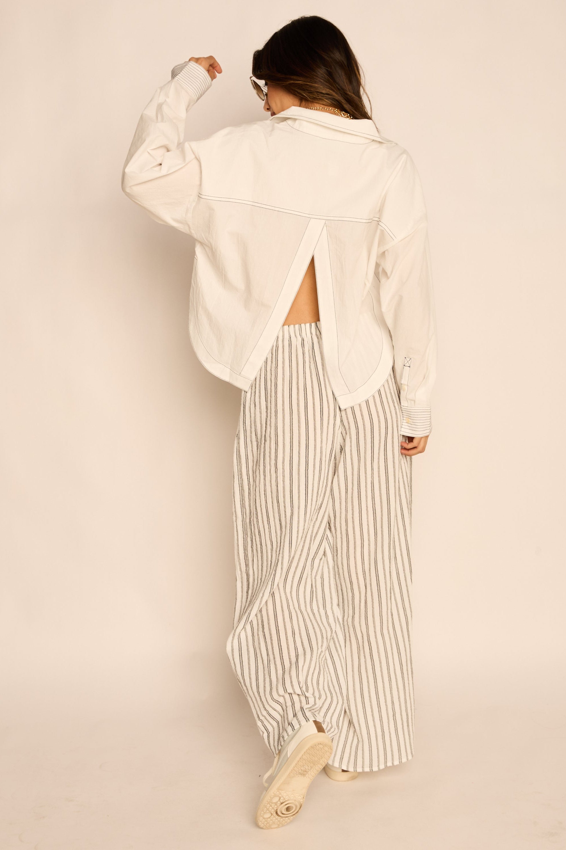 Kaia Structured Open Back Blouse