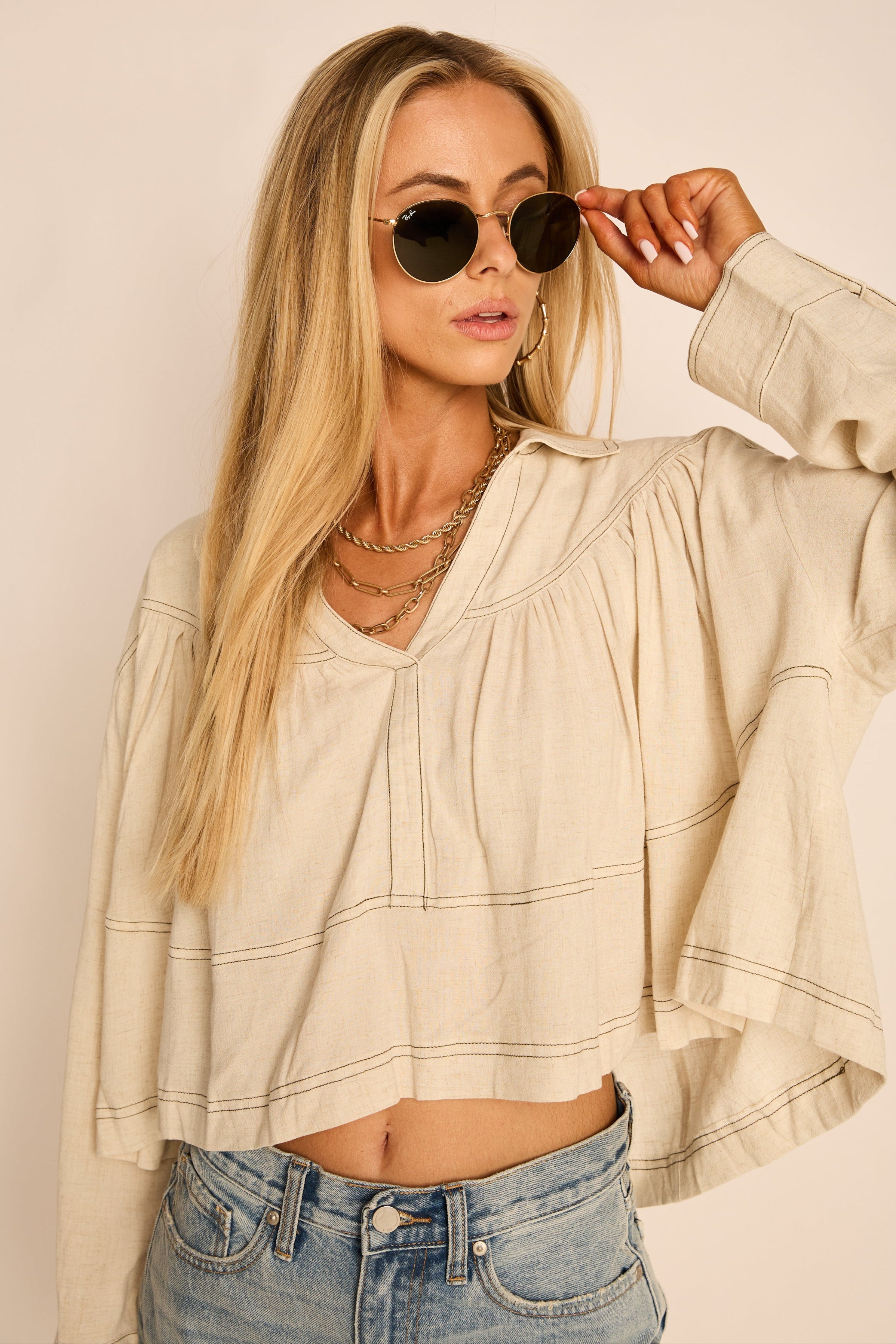 Nora Collared Long Sleeve Blouse
