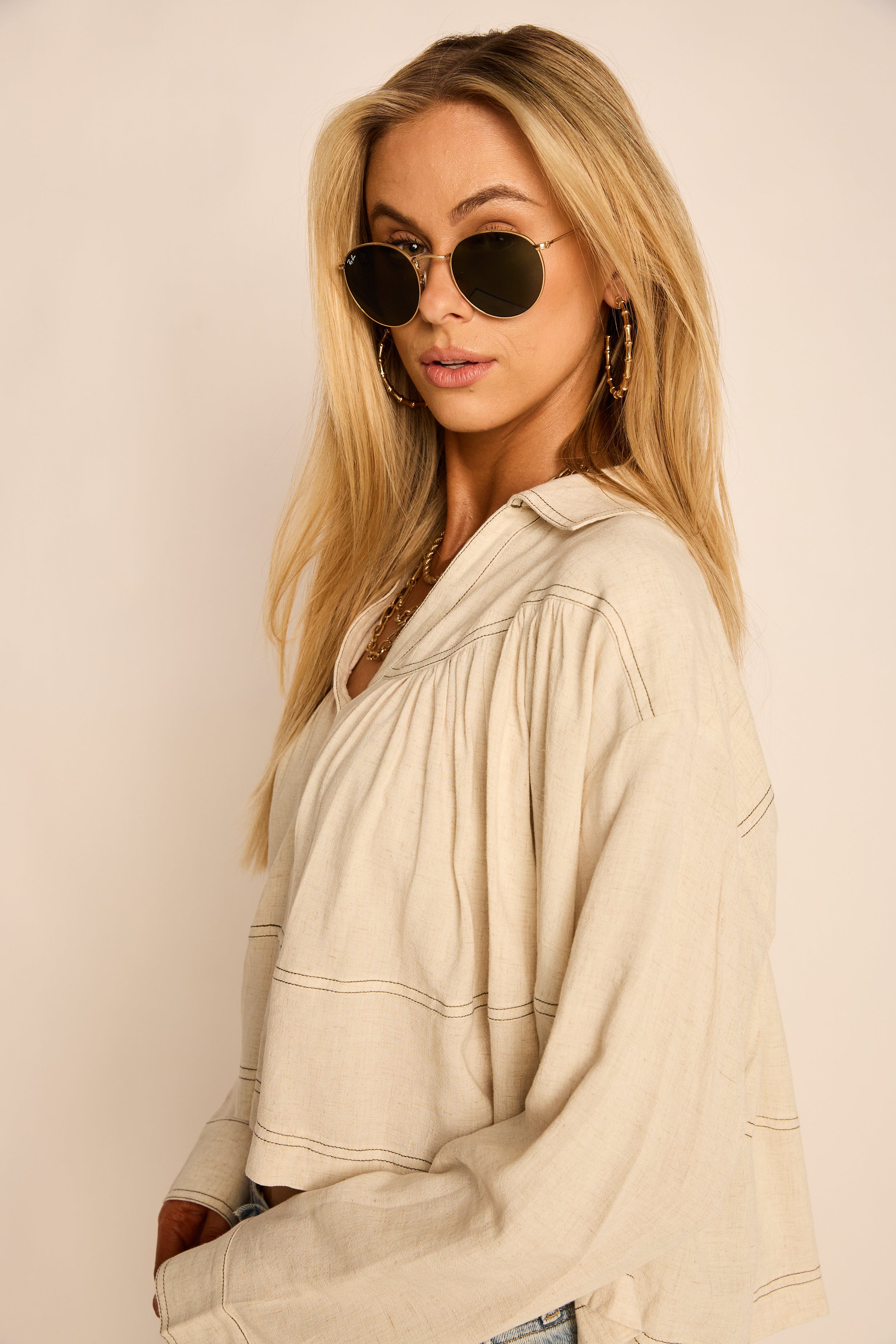 Nora Collared Long Sleeve Blouse
