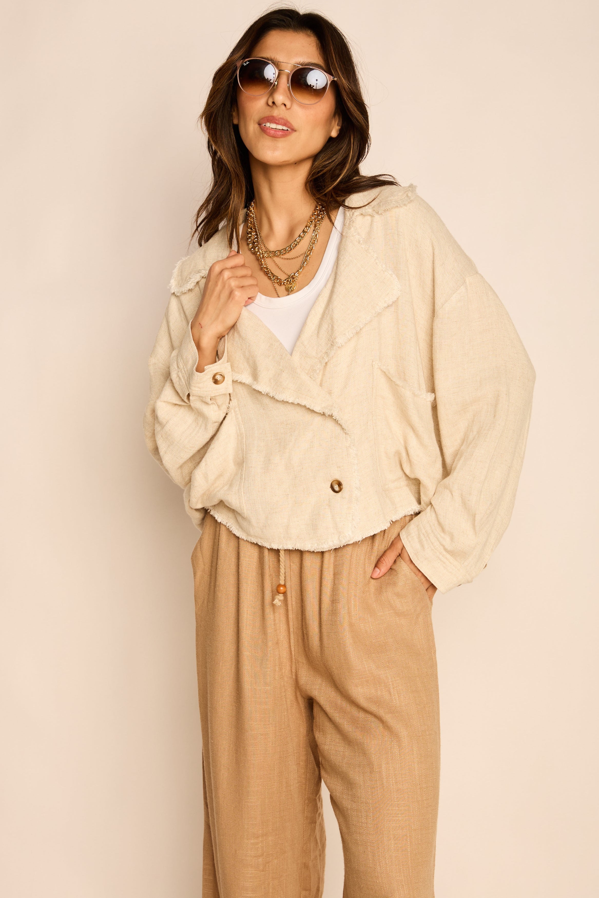 Ginny Frayed Cropped Blazer
