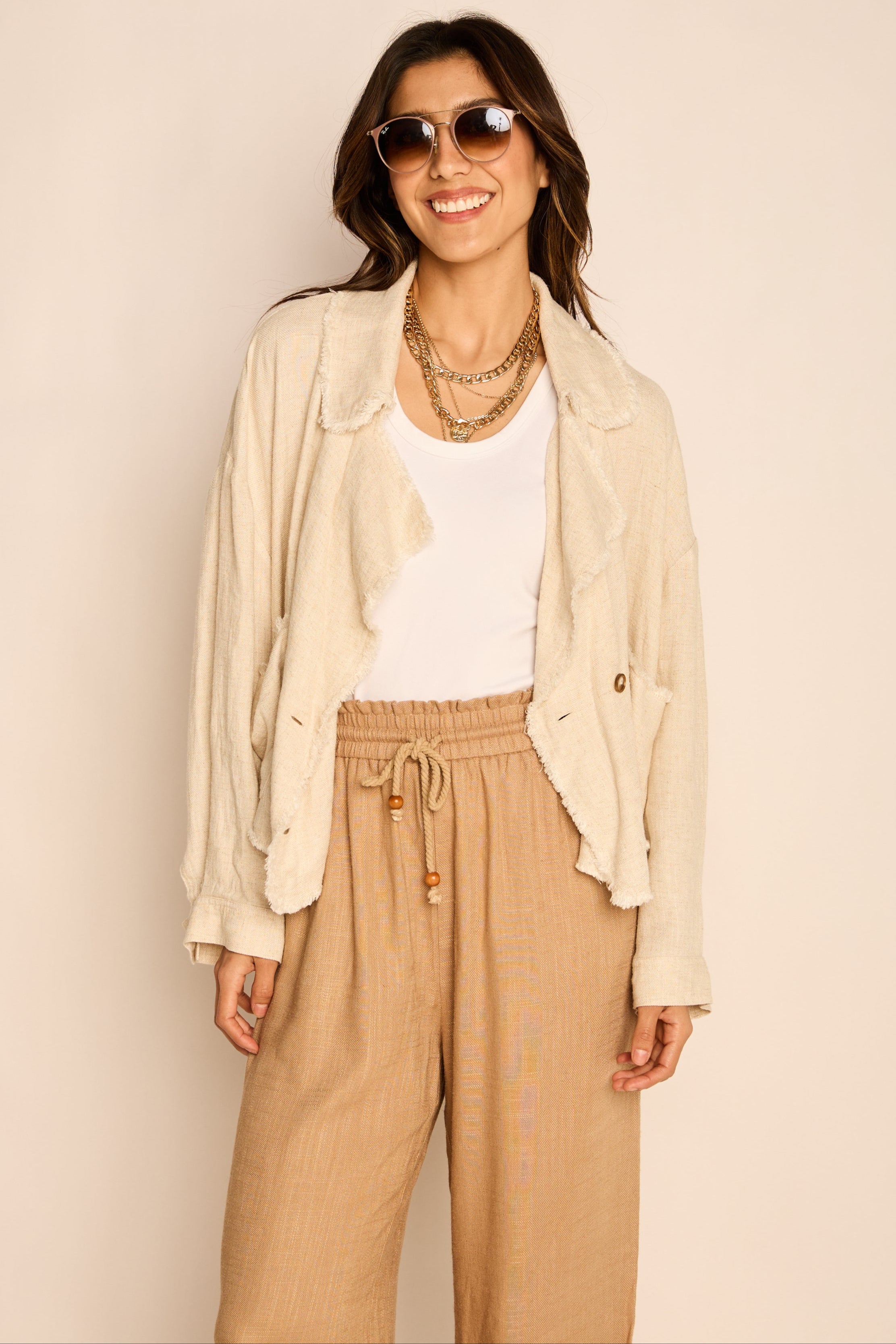 Ginny Frayed Cropped Blazer