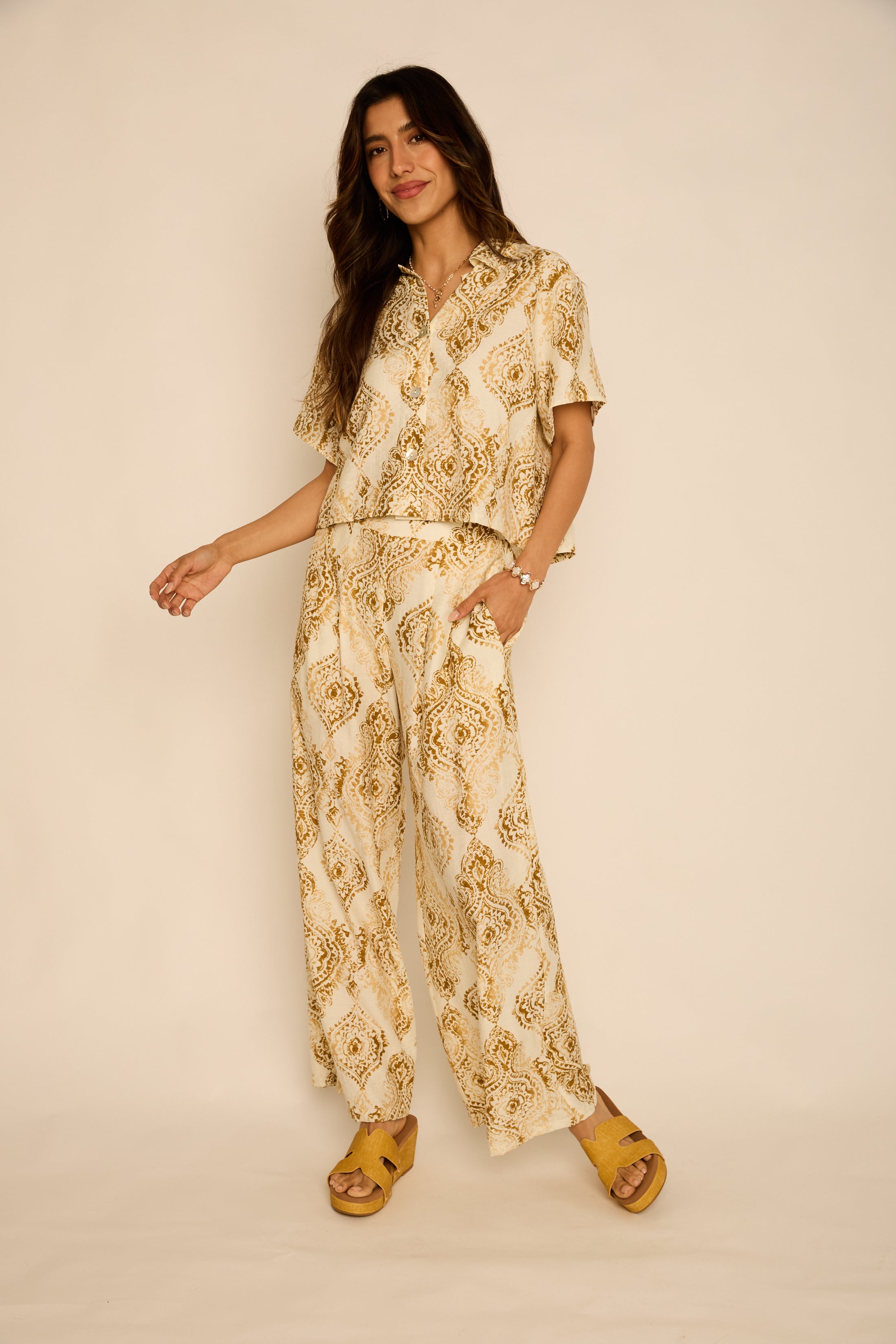 Keegan Pattern Button Down Top