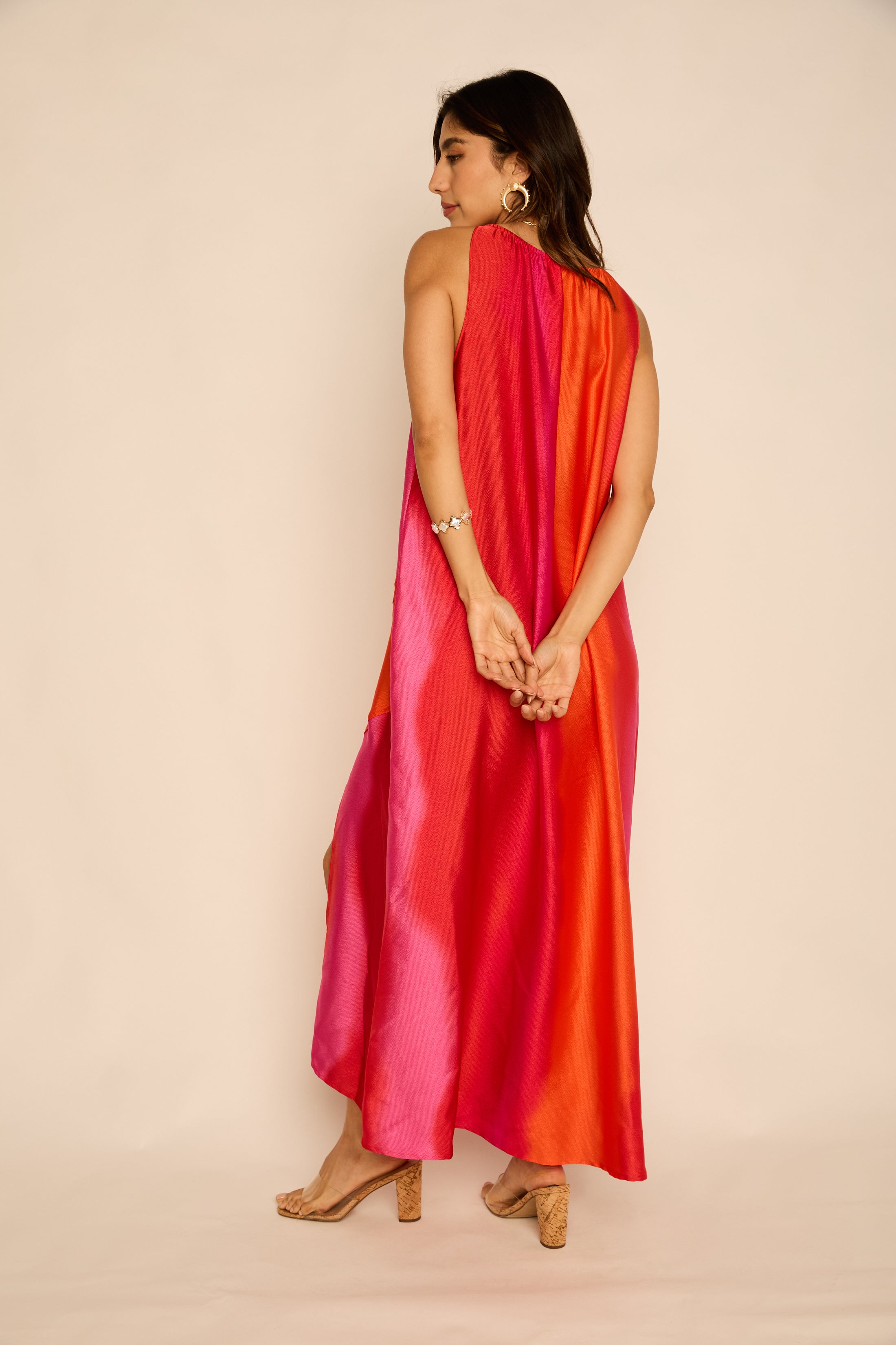 Angela Asymmetrical Hem Slit Midi Dress