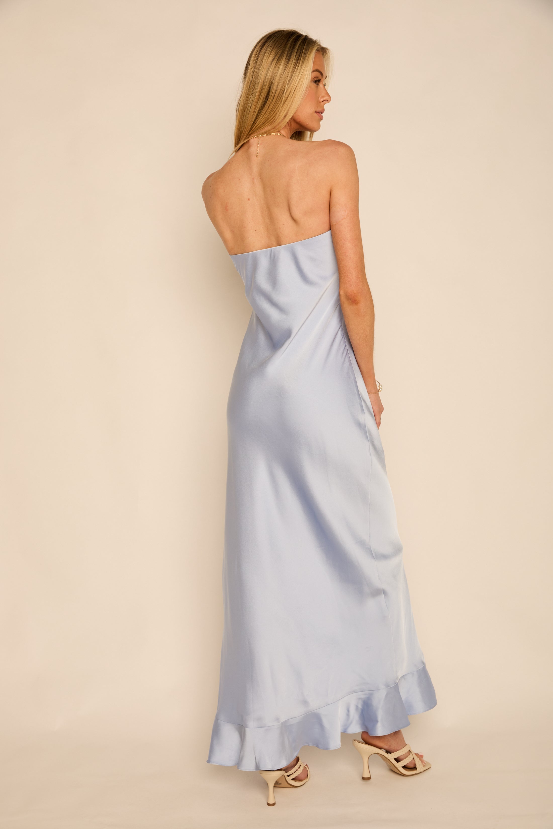 Aslin Ruffle Slit Maxi Dress