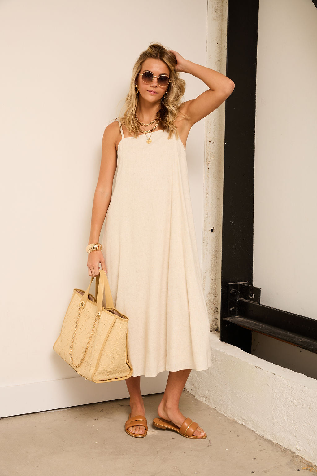 Bella Linen Midi Dress