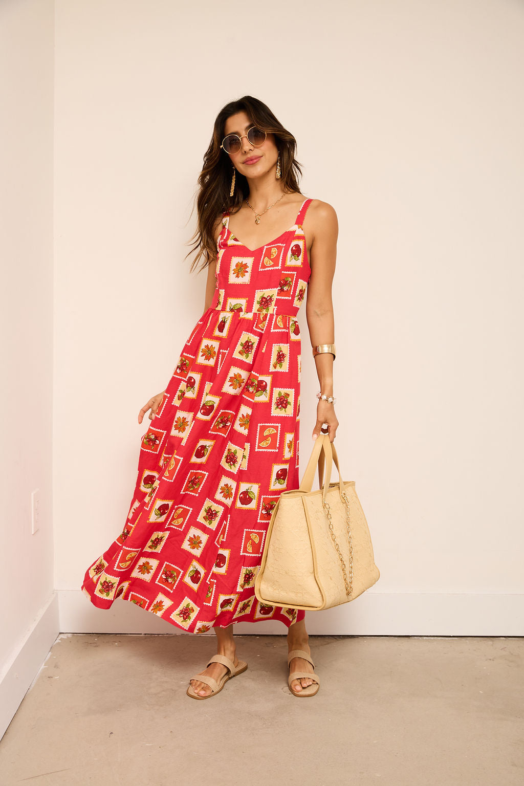 Rita Stamp Pattern Midi Dress