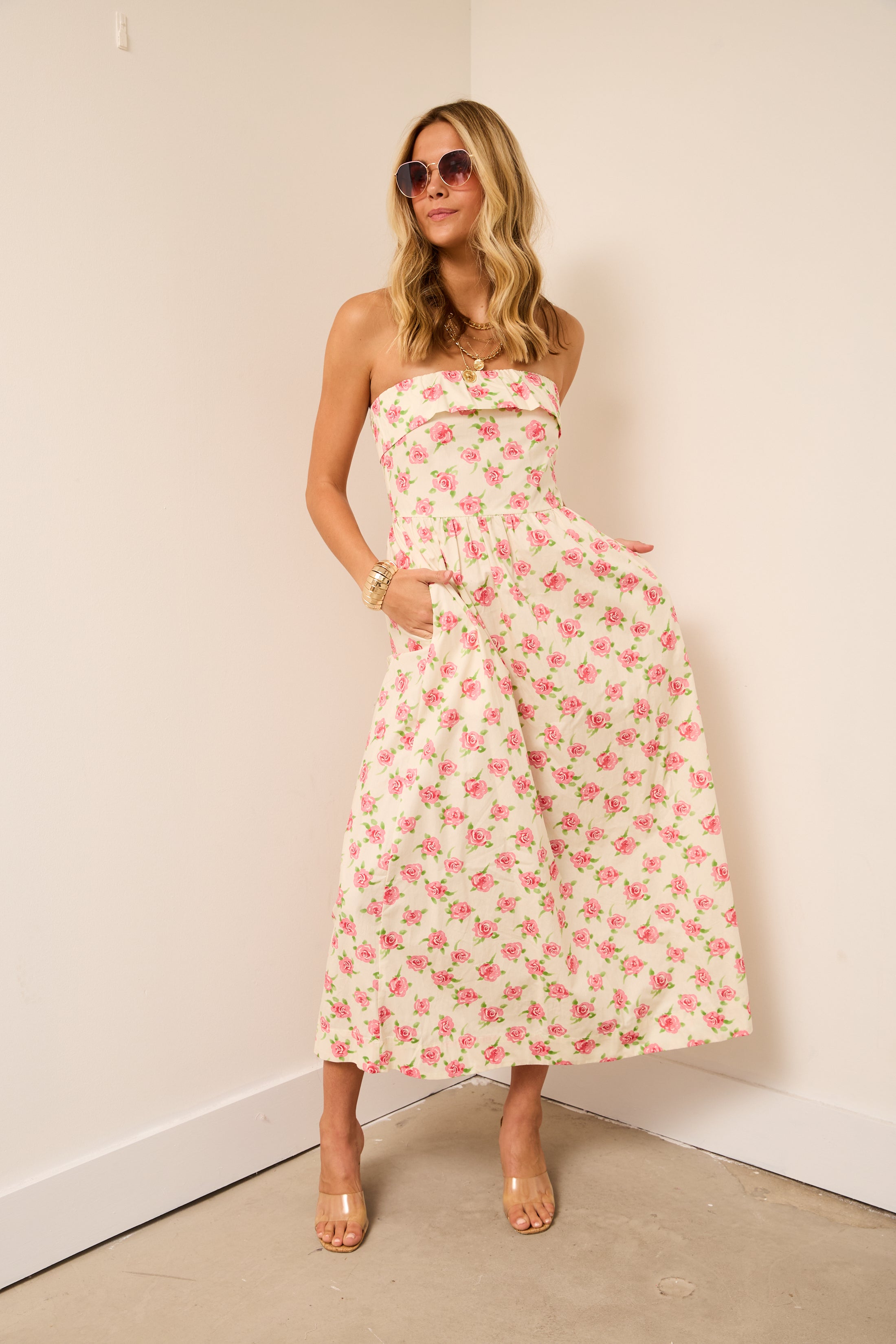 Josie Strapless Flower Maxi Dress