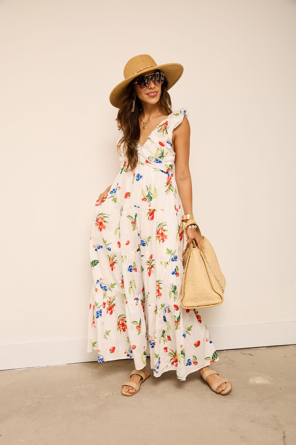 Frances Printed Shirred Maxi Dress