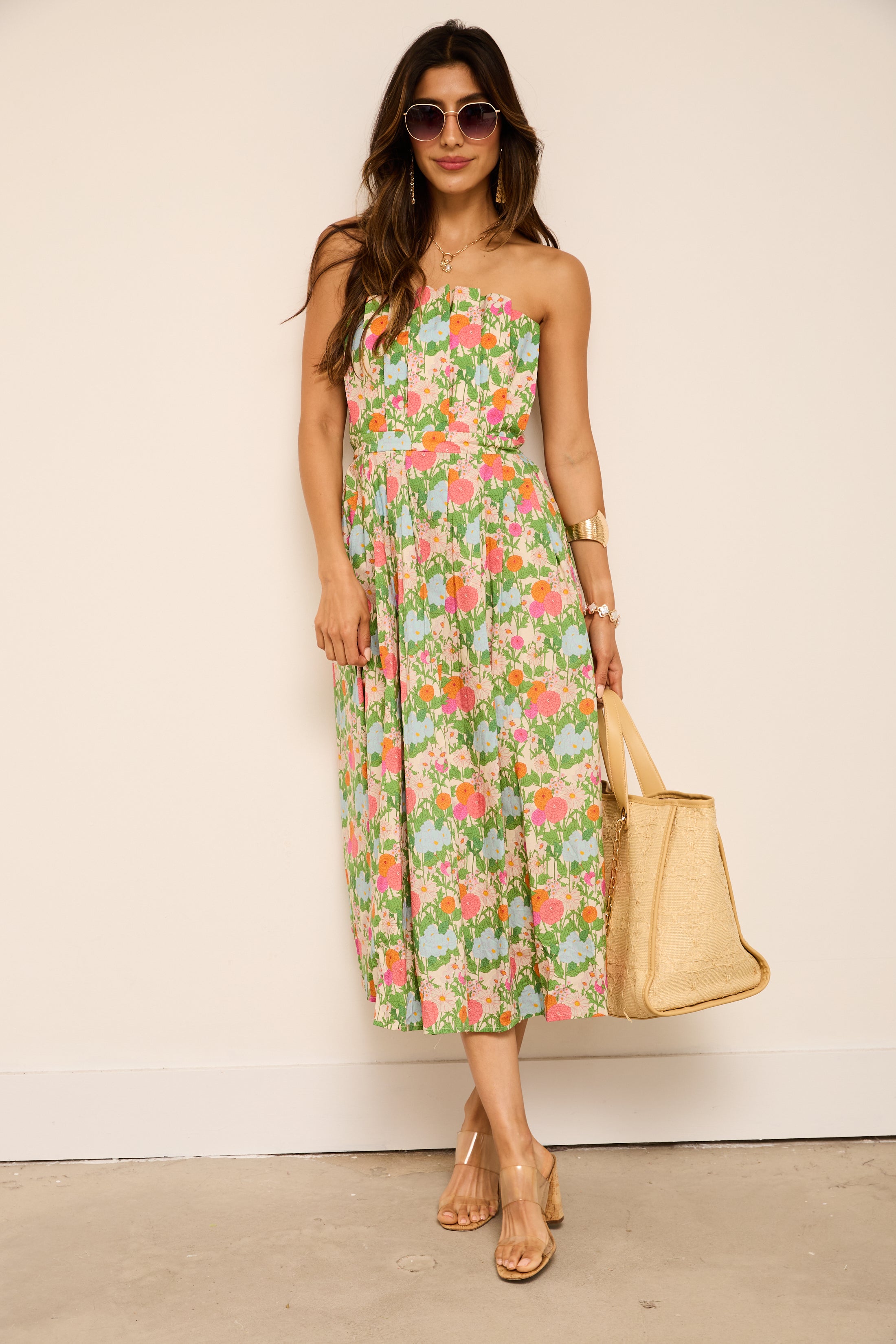 Beatrice Floral Pleated Midi Dress
